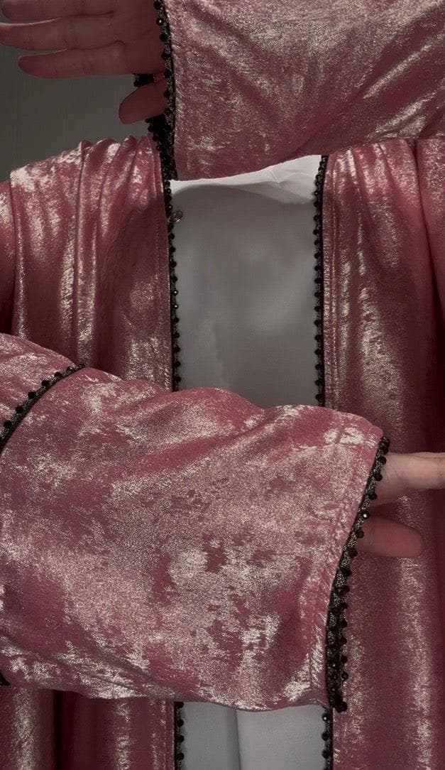 Korean Metallic Bahraini Abaya - Pink
