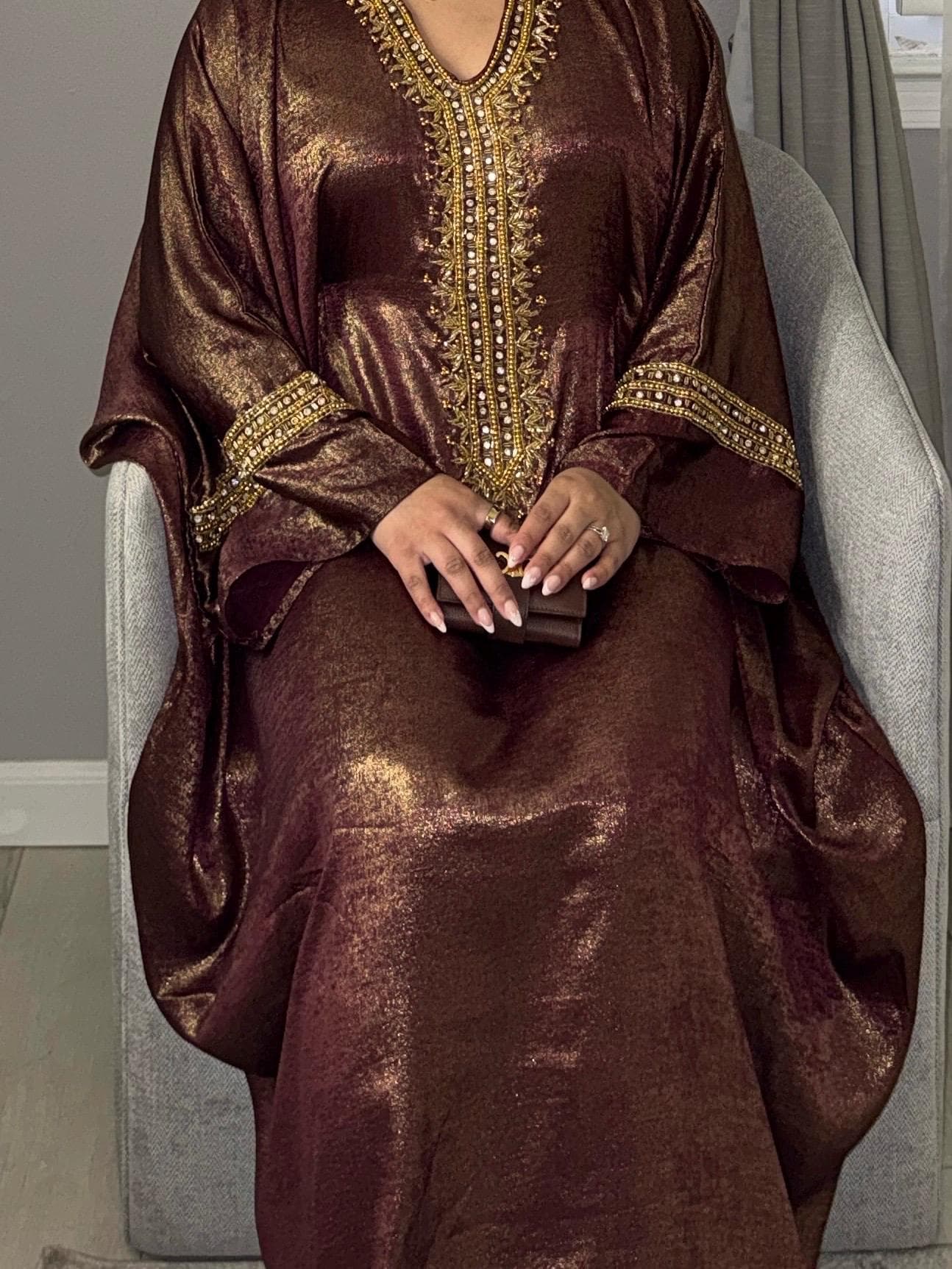 Tasnim Butterfly Abaya - Maroon