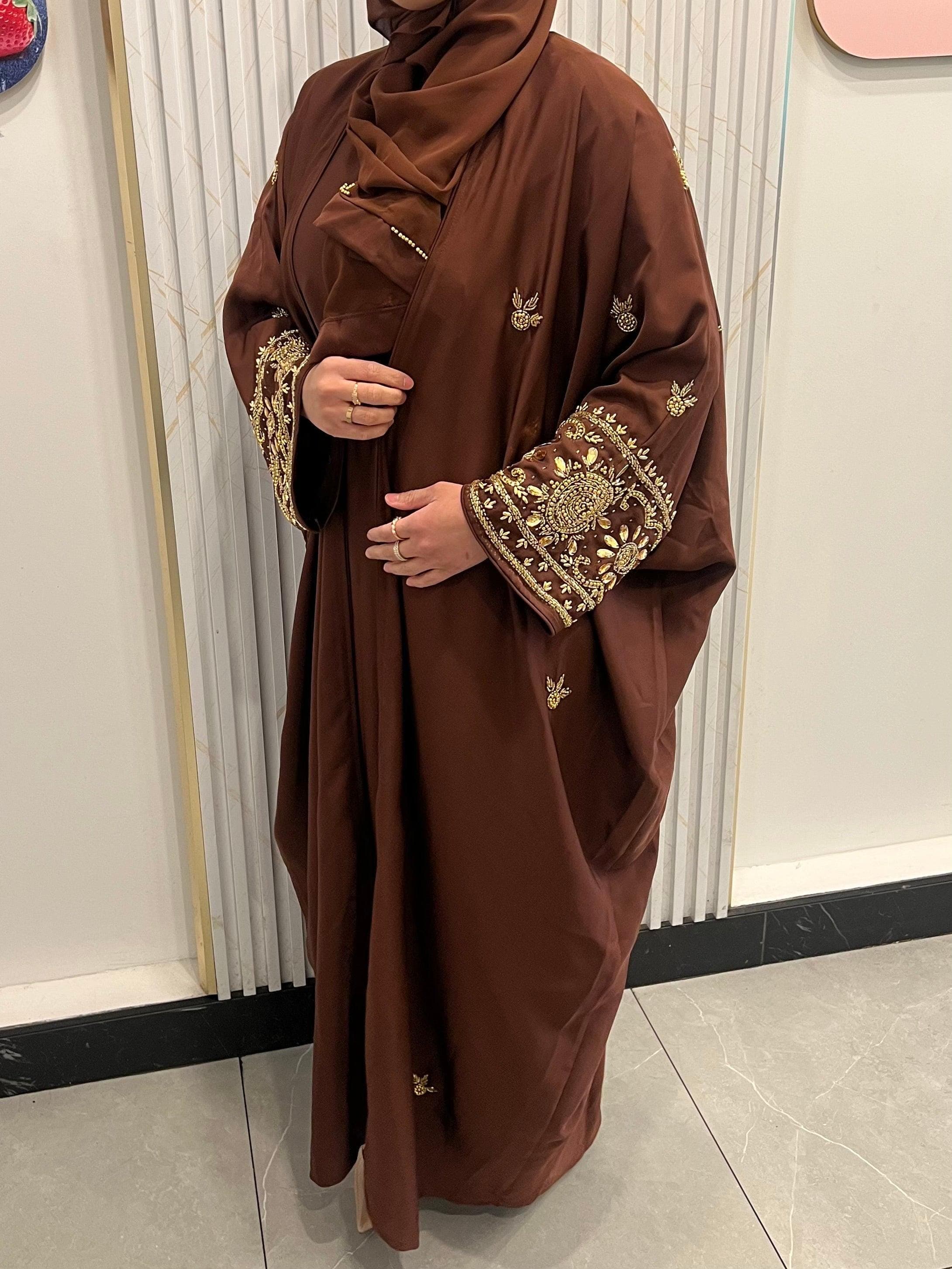 Zinat 4-Piece Abaya - Brown/Gold