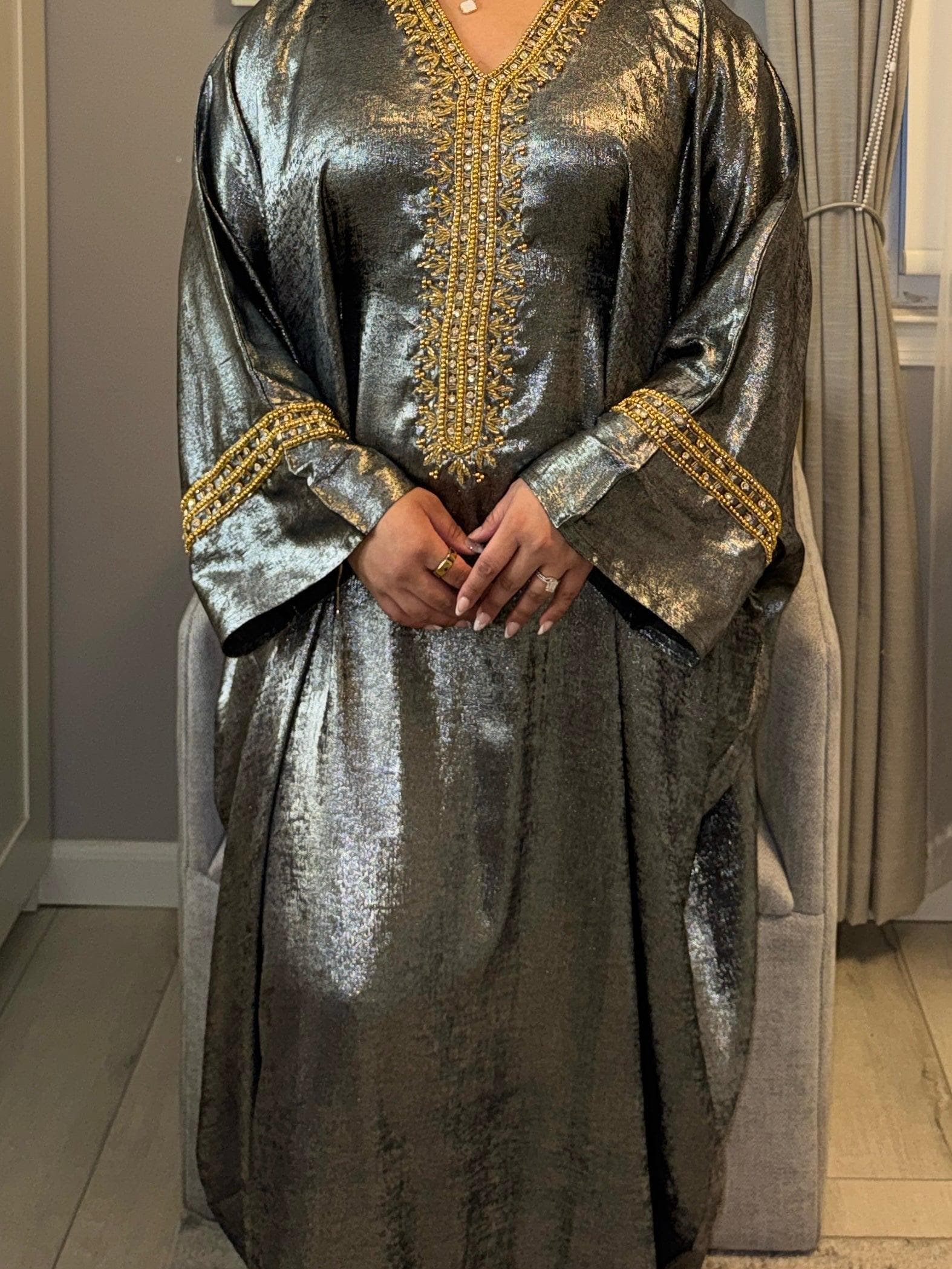 Tasnim Butterfly Abaya - Charcoal