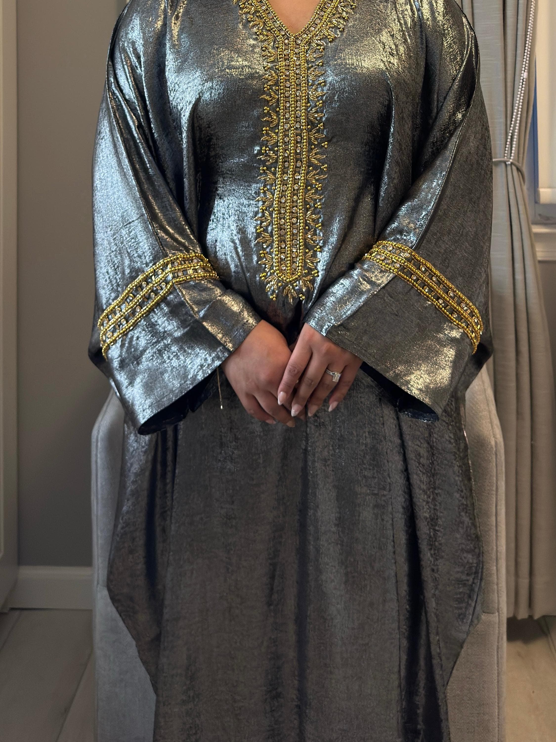 Tasnim Butterfly Abaya - Charcoal