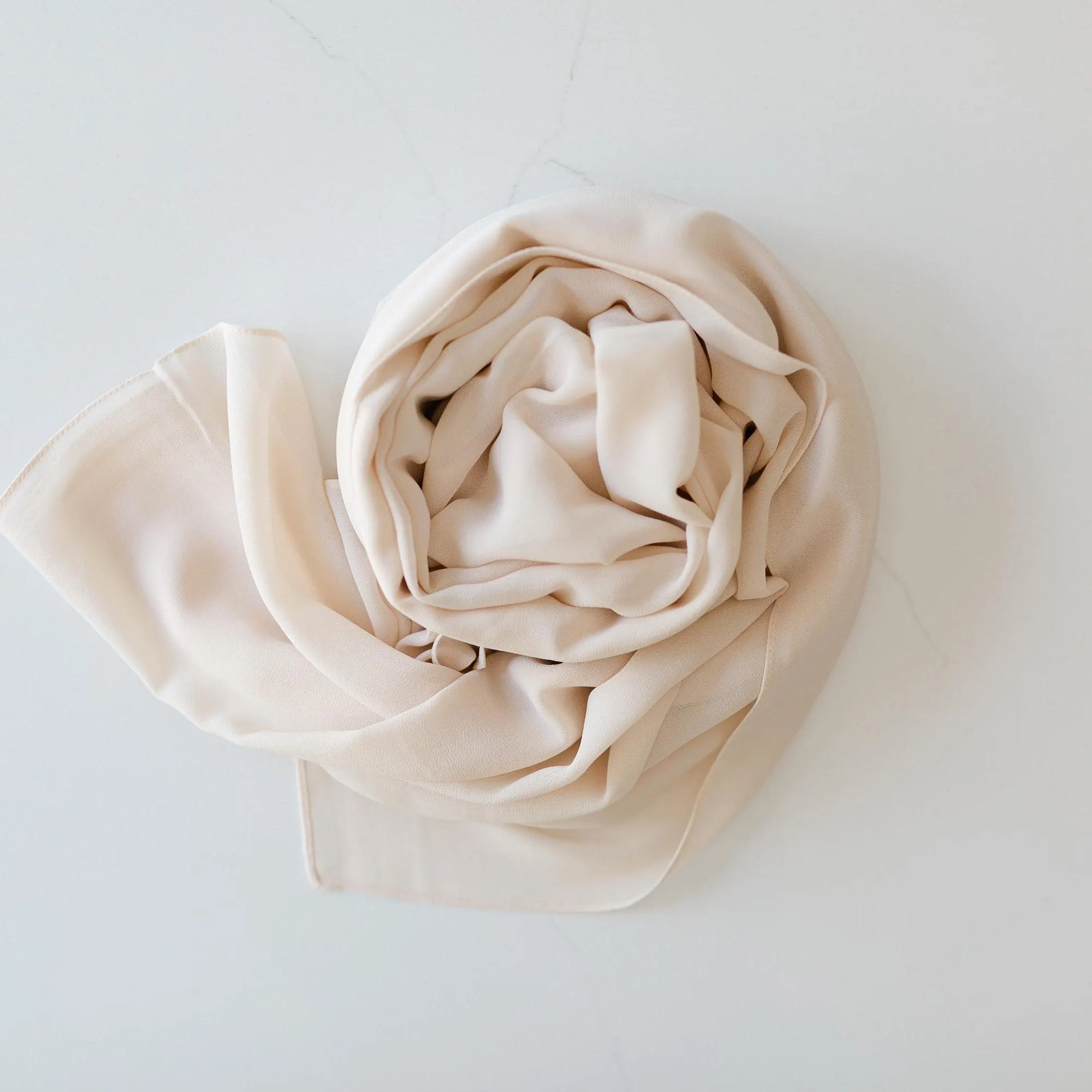 Cream Chiffon Hijab: Lightweight, Non-Slip Modest Scarf Fall Accessory