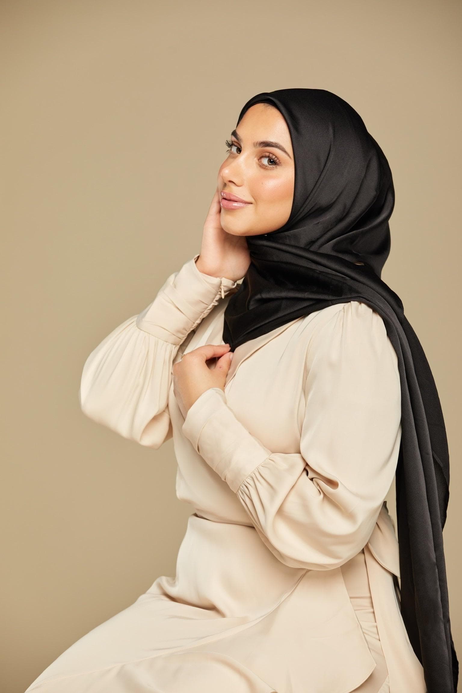 Satin Luxe Hijab - Midnight Black