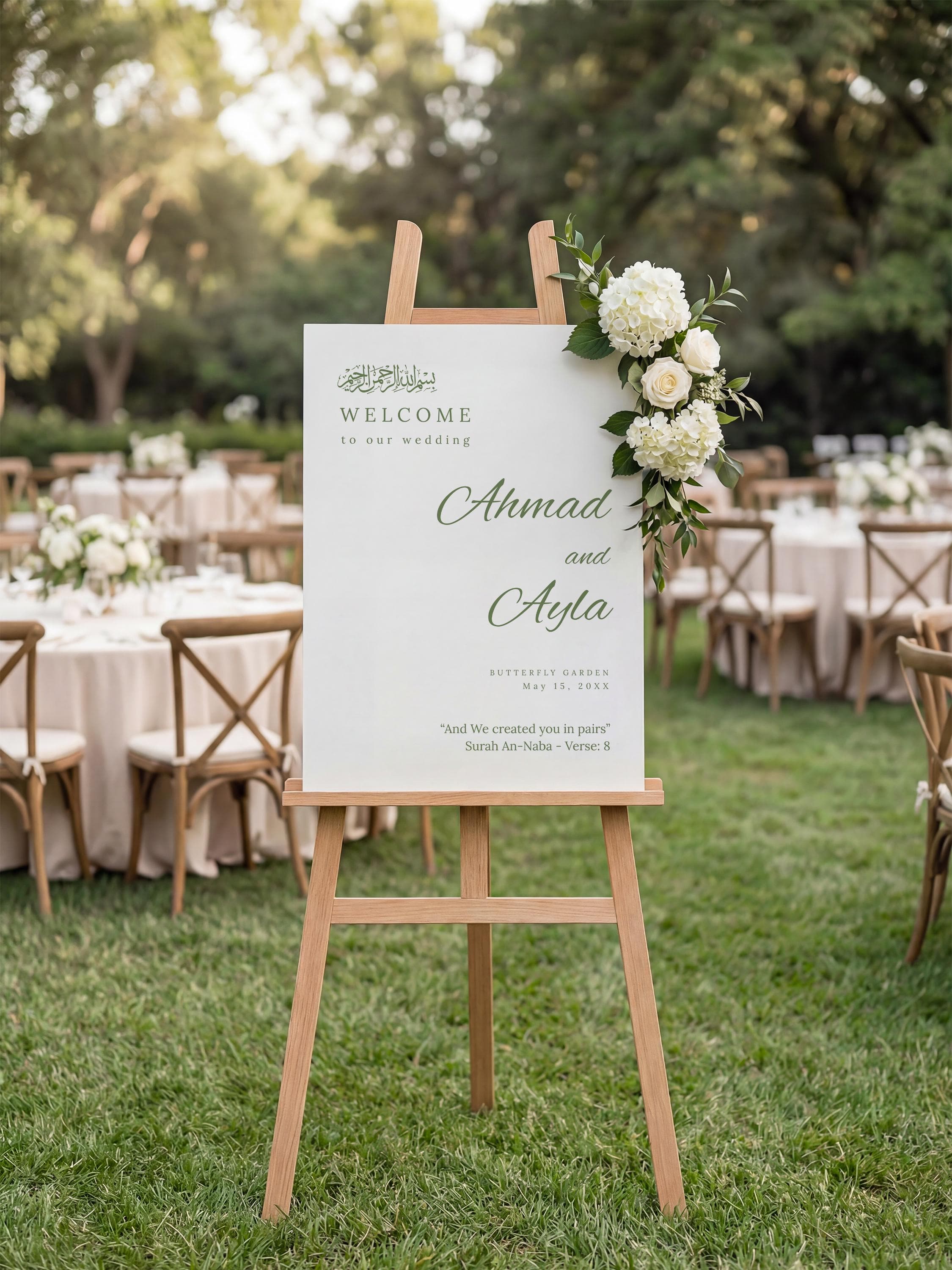 Minimalist Islamic Wedding Welcome Sign Template: Editable Nikkah Canva Poster, Ceremony & Reception Entrance Board - image 3