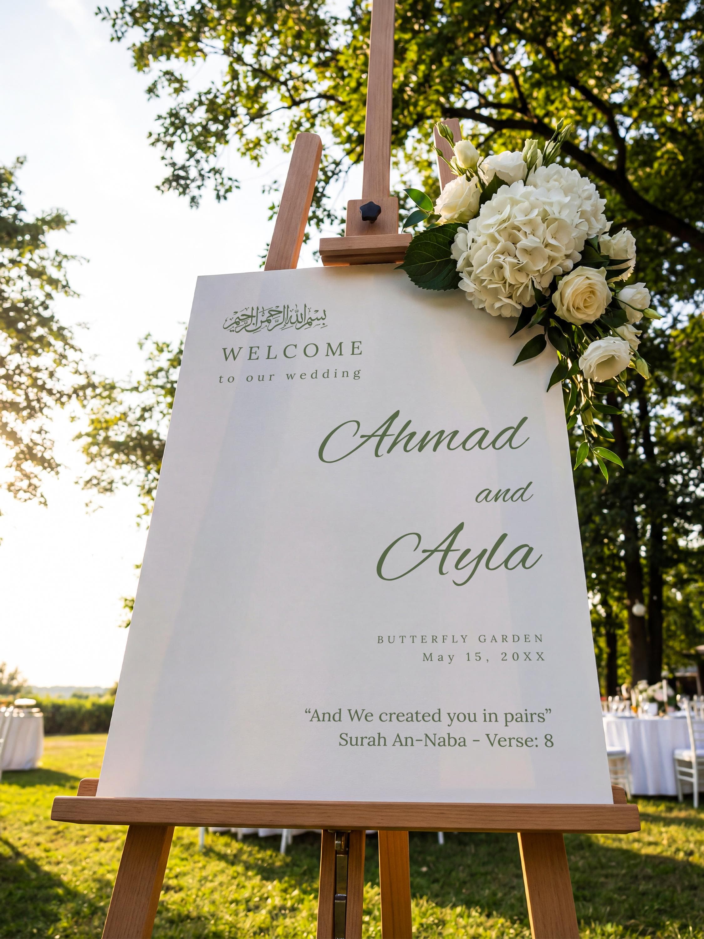 Minimalist Islamic Wedding Welcome Sign Template: Editable Nikkah Canva Poster, Ceremony & Reception Entrance Board - image 4