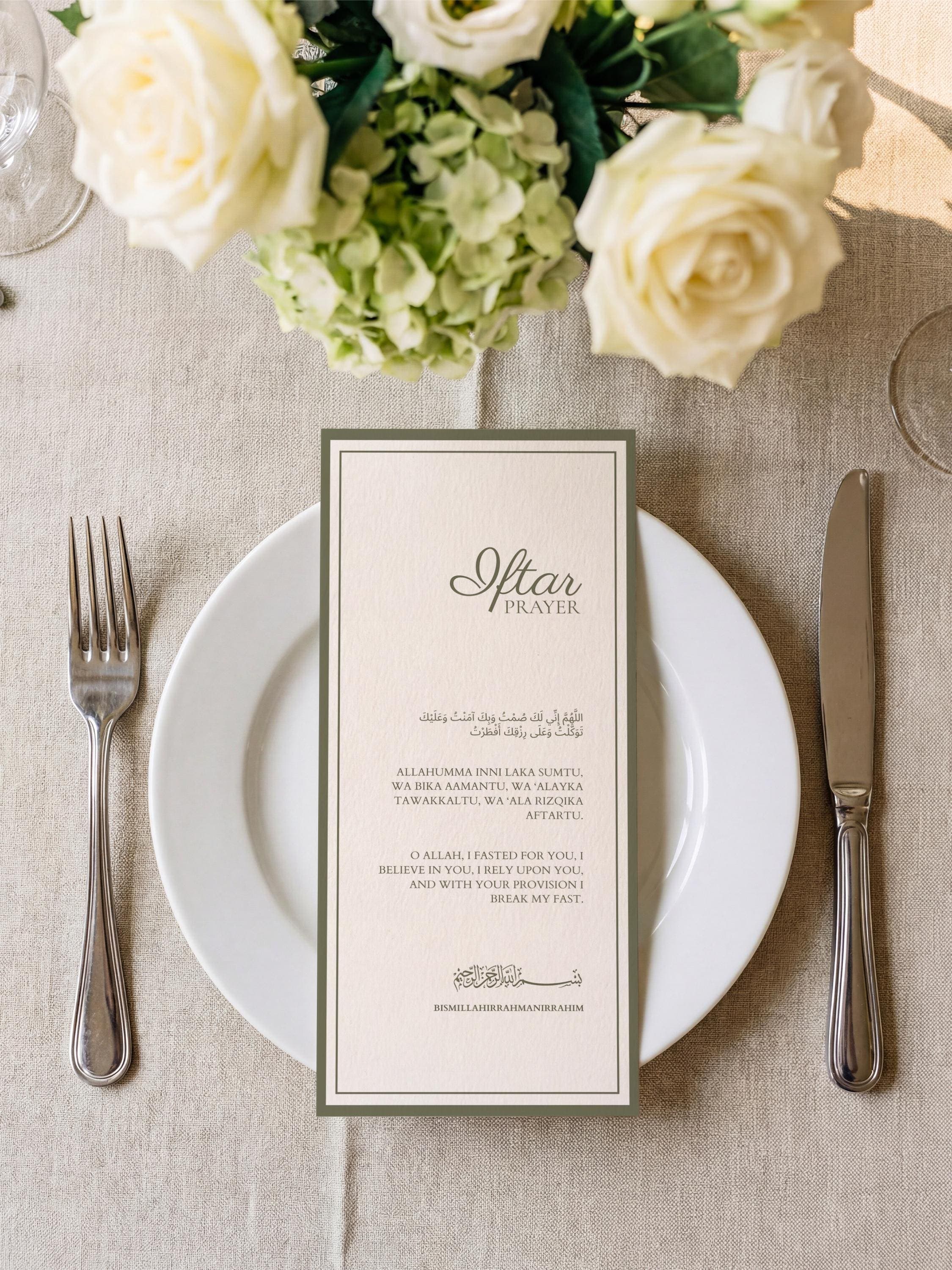 Ramadan Iftar Prayer Card | Dua Table Canva Printable Template | Editable Minimal Islamic Design