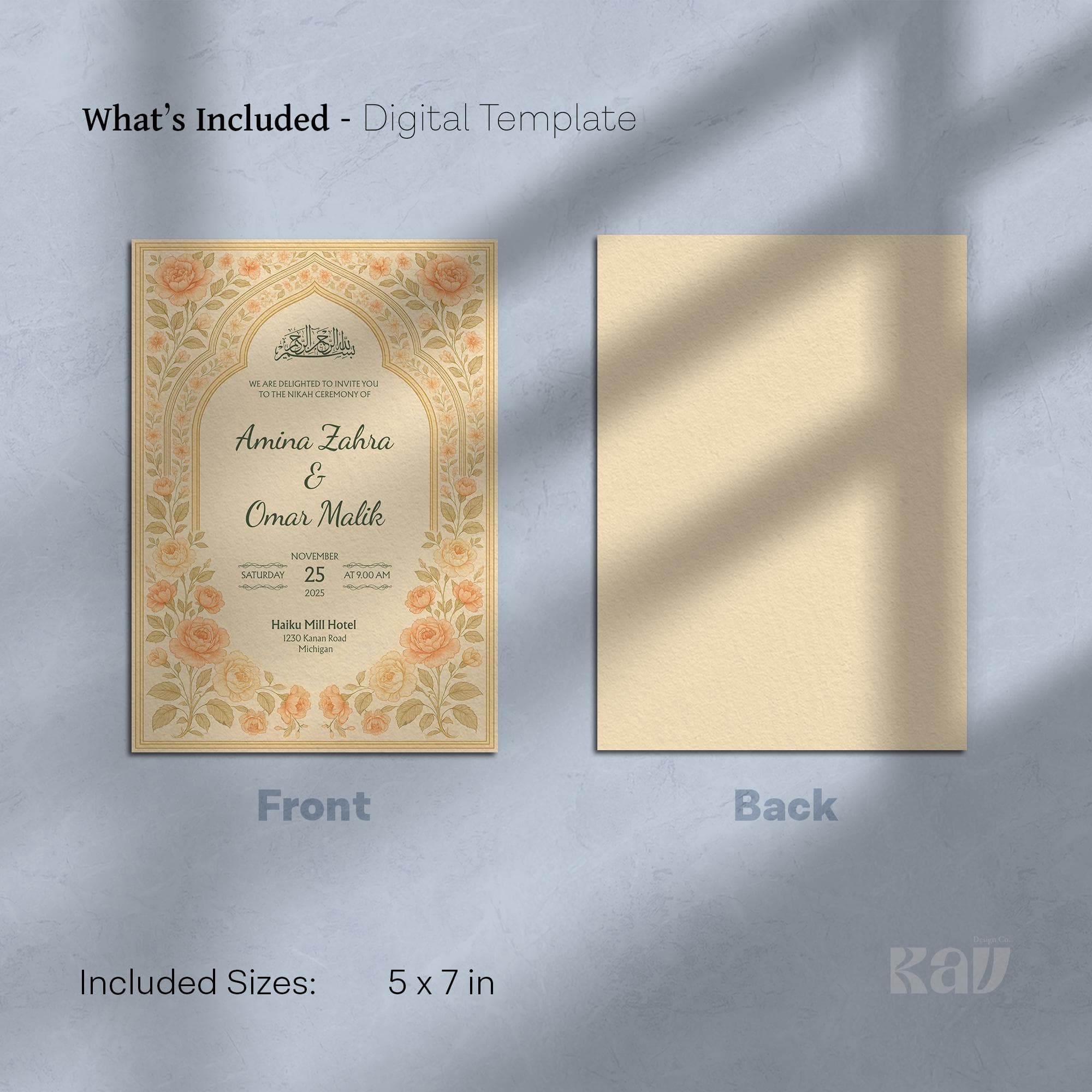 Editable Muslim Wedding Invitation Template | Bismillah Canva Design | Floral Nikah Invite | Islamic Calligraphy | Digital Download | WA01 - image 5