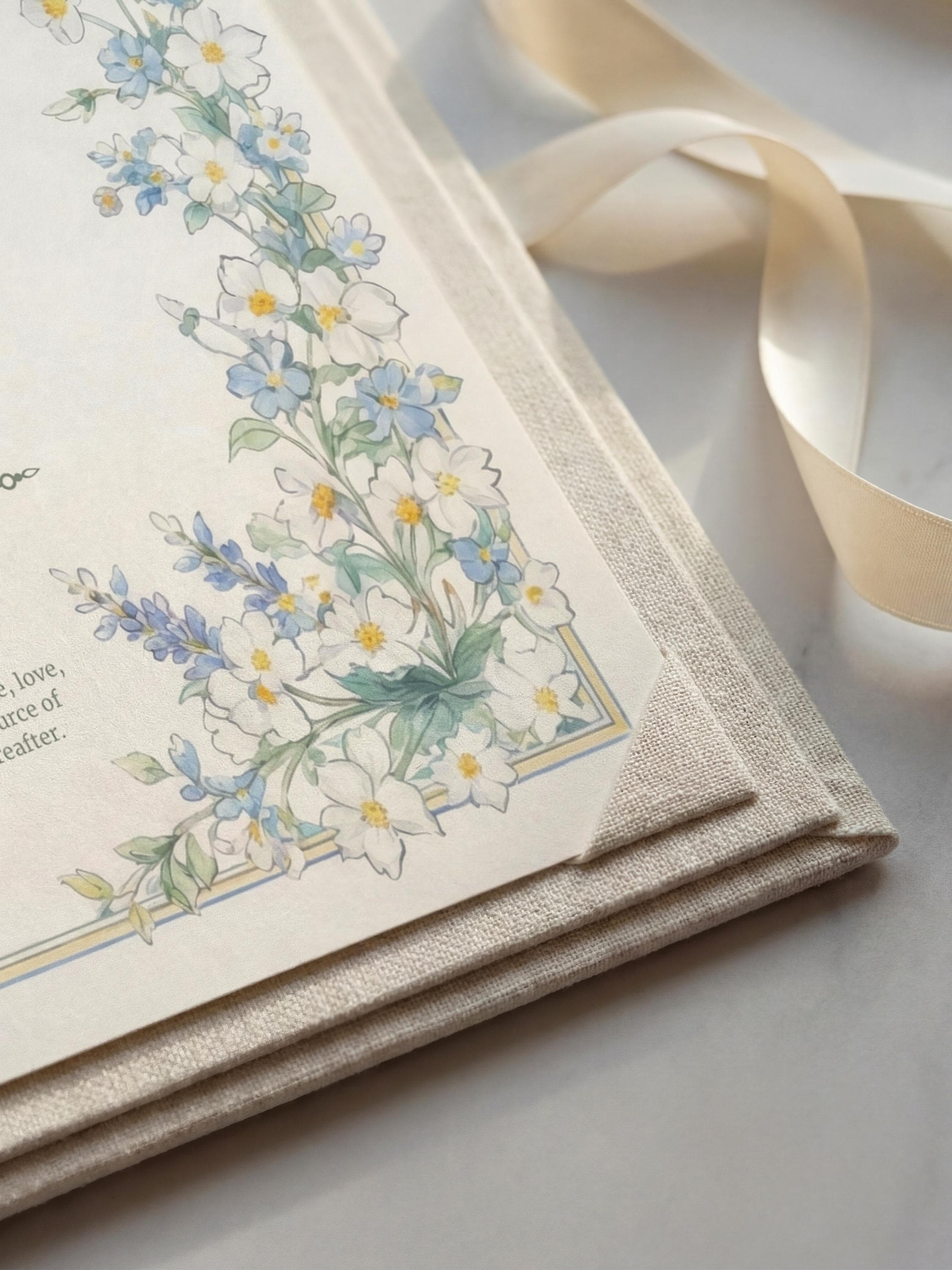 Daisy Floral Islamic Nikkah Certificate: Soft White & Blue Floral Muslim Wedding Contract,  Marriage Template - image 3