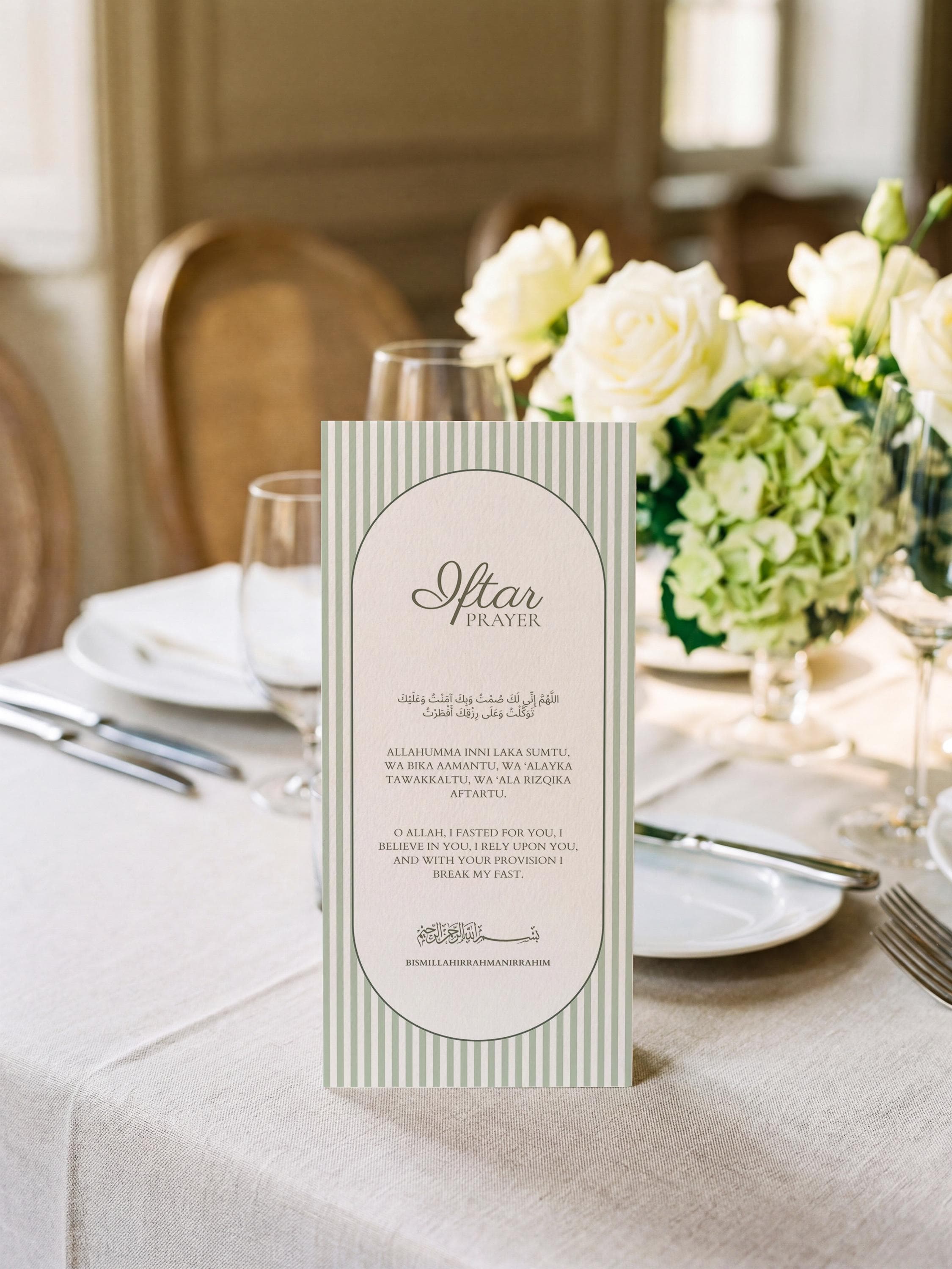 Ramadan Iftar Prayer Card | Striped Arch Dua Table Printable Template | Minimal Table Setting Decor - image 5