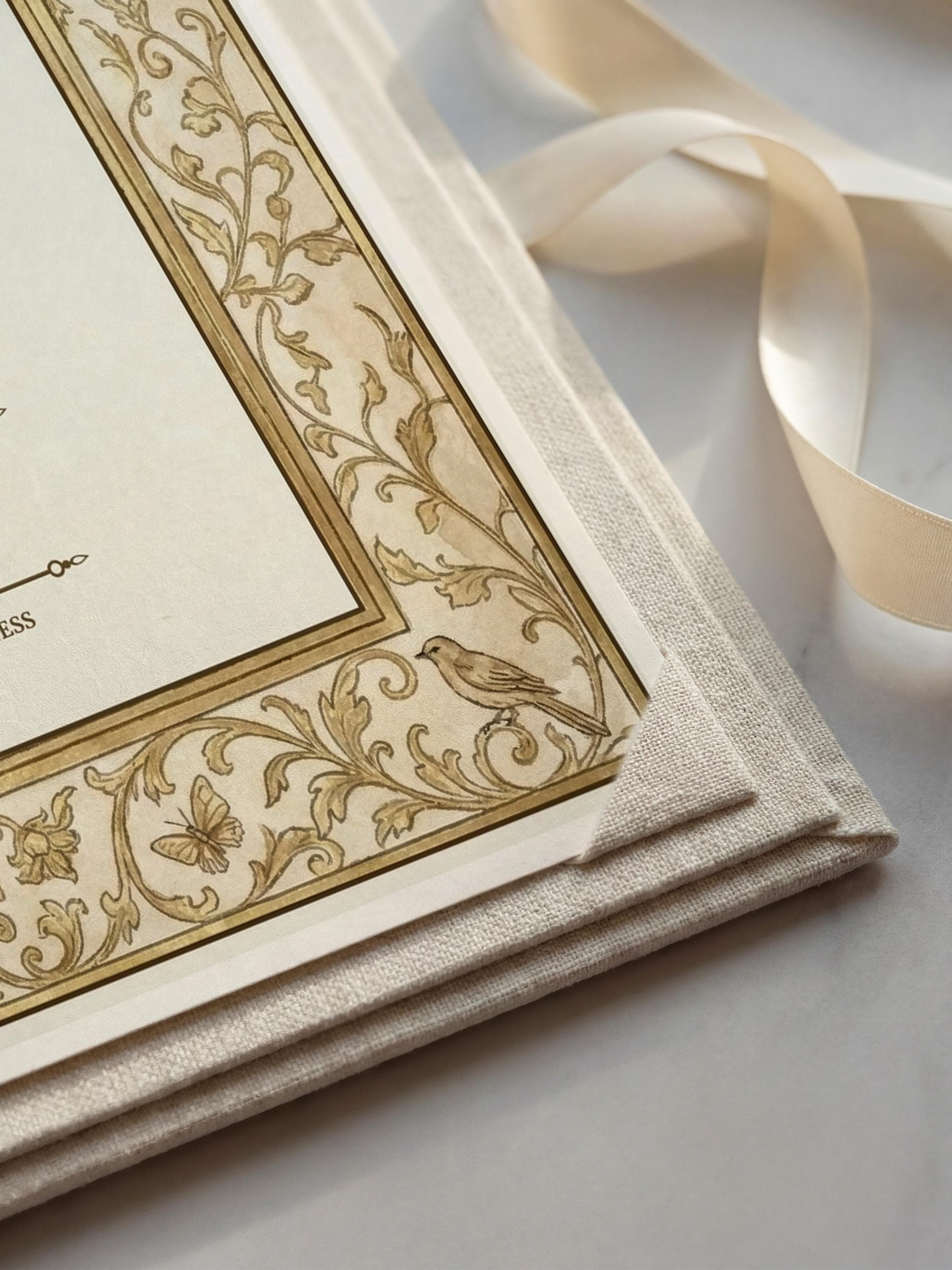 Arch Gold Islamic Nikkah Certificate: Muslim Wedding Template with Ornate Frame, Personalized Marriage Contract - image 3