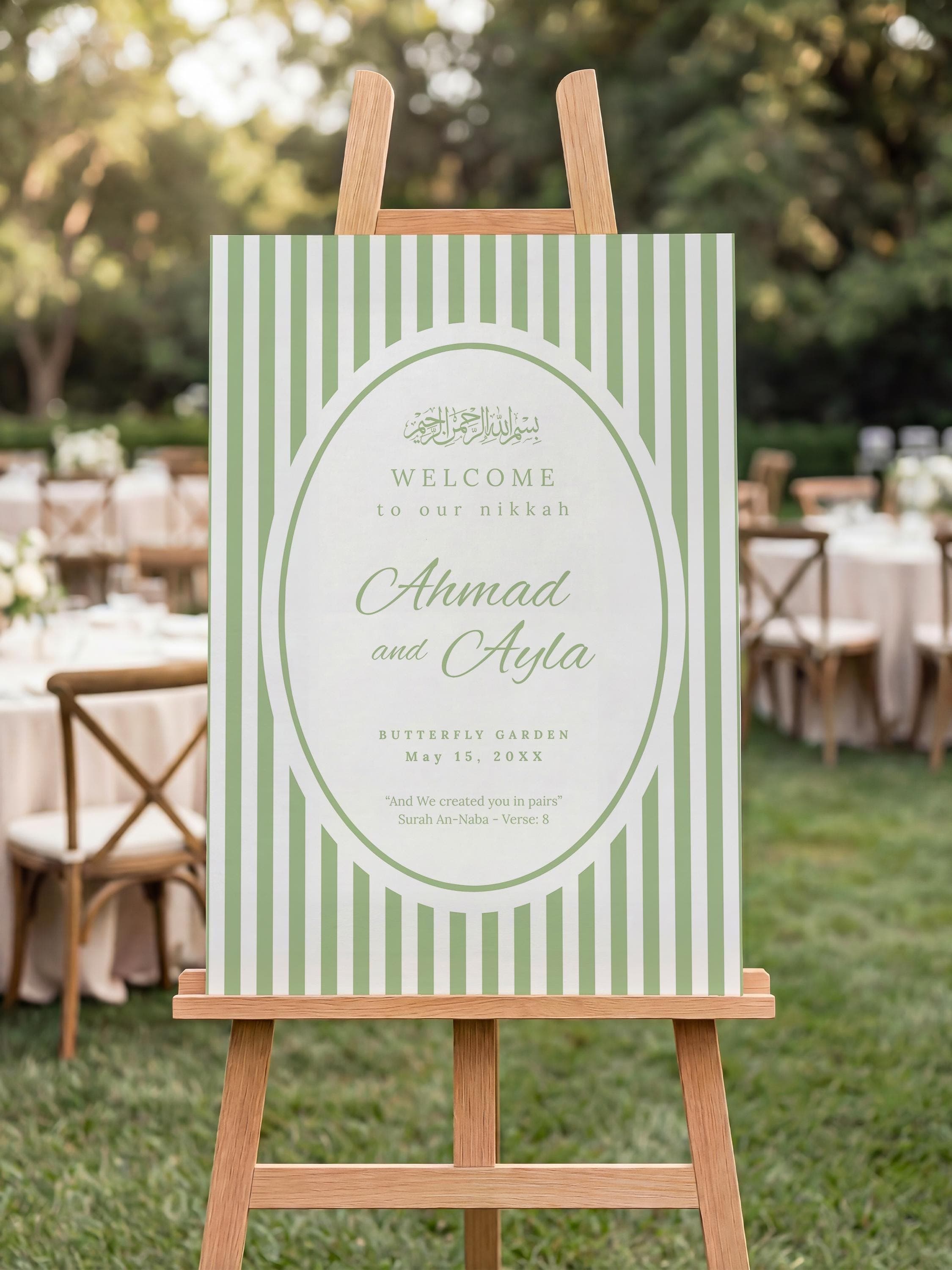 Islamic Nikkah Welcome Sign Template: Editable Wedding Canva Poster, Minimalist Ceremony Reception Entrance Board - image 4