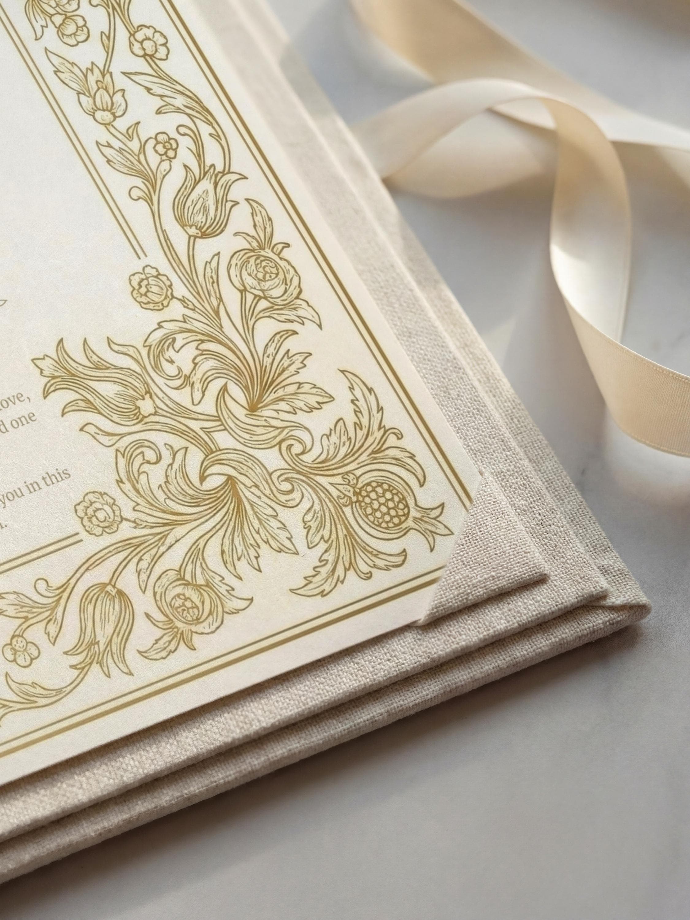 Gold Floral Islamic Nikkah Certificate: Luxury Muslim Wedding Certificate, Personalized Marriage Contract - image 3