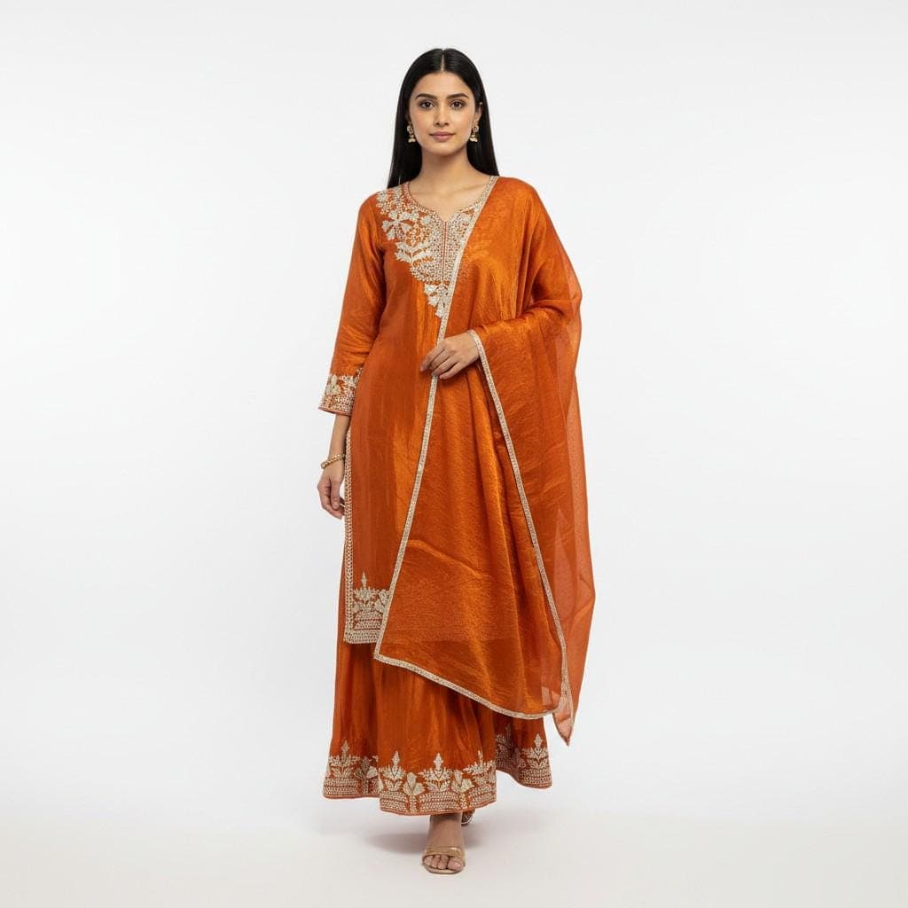 Embroidered Fandy Sharara Set, Sequin Wedding Palazzo, Stitched Salwar Kameez
