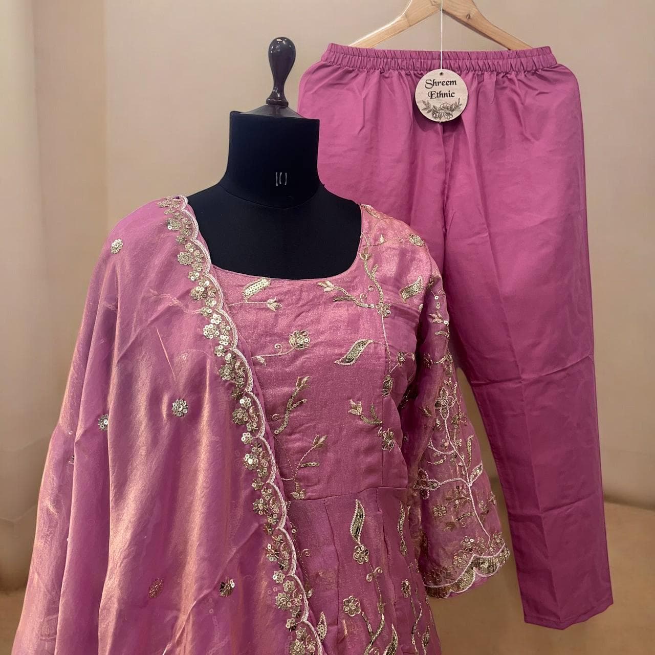 Sequin Embroidery Anarkali Suit, Indian Wedding Party Outfit - image 4
