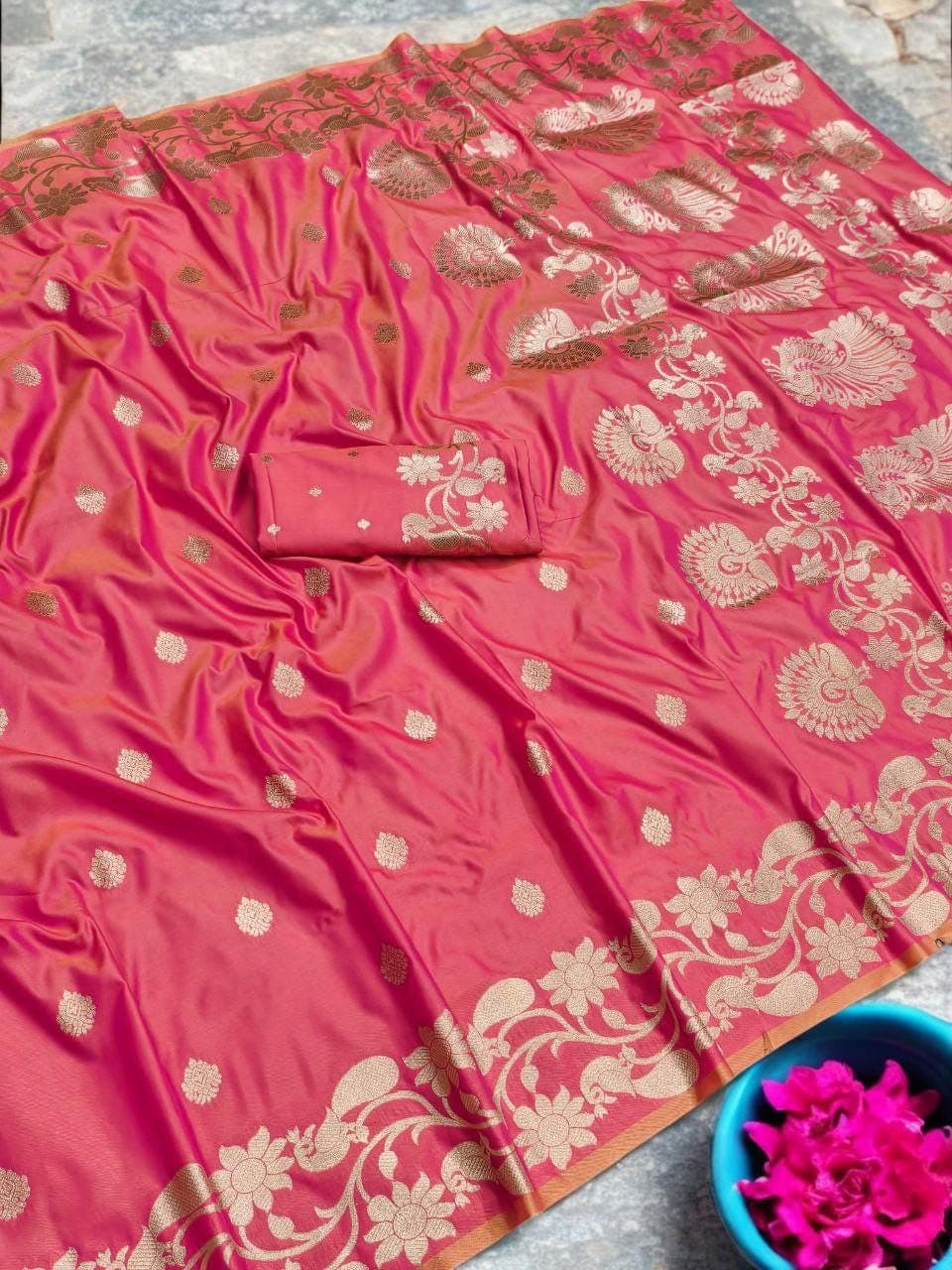 Pure Silk Saree | Zari Woven Border, Royal Festive Drape - image 4