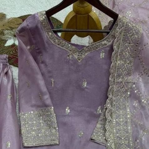 Embroidered Silk Palazzo Suit: Indian Pakistani Wedding Party Outfit Women - image 5