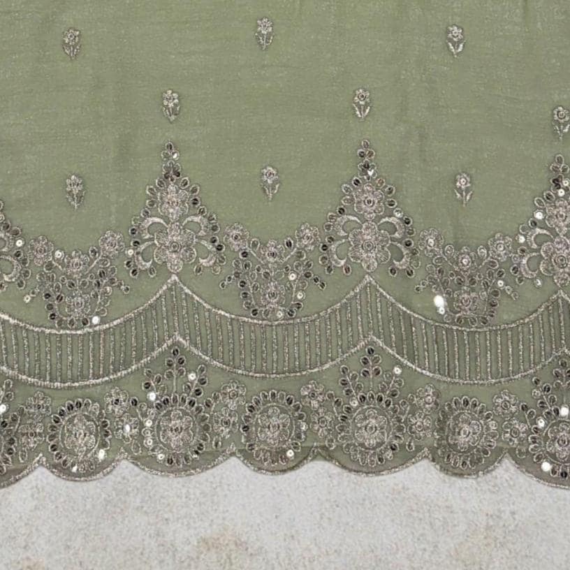 Green Silk Kurta Palazzo Sharara Set, Embroidered Ethnic Indian Wear - image 5
