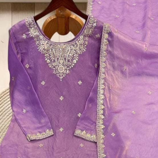Premium Fandy Palazzo Kurta Suit ,Wedding Embroidery Sequins Palazzo Kurti ,Lavender Ethnic Sharara Designer Palazzo Suit ,Indian Party wear - image 4