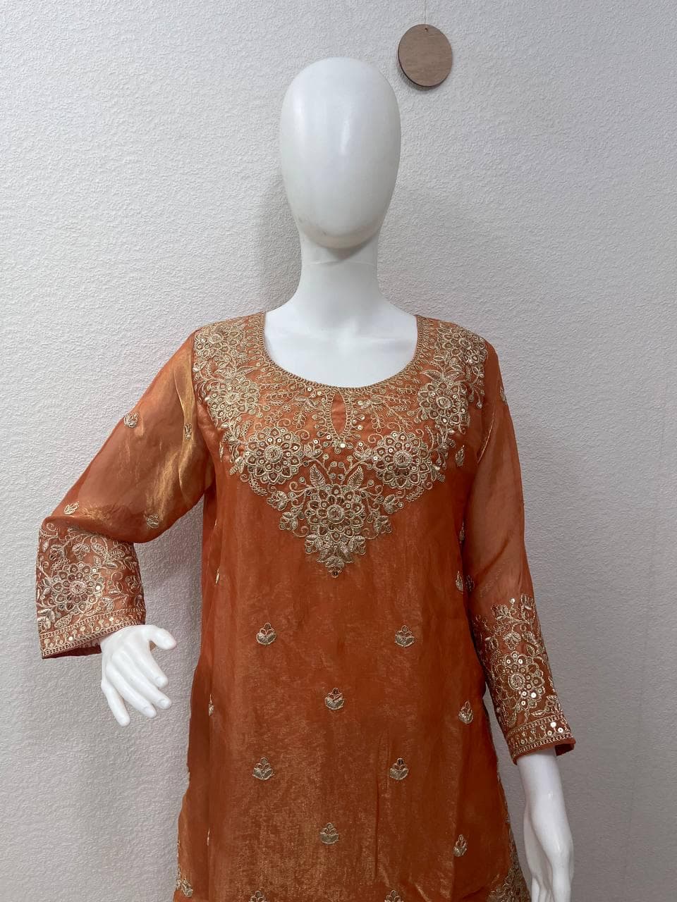 Beautiful Designer Peach Pink Salwar Kameez with Dupatta for Women, Wedding Sharara, Top-Palazzo, Indian Ethnic, Pakistani Sharara Suits - image 4