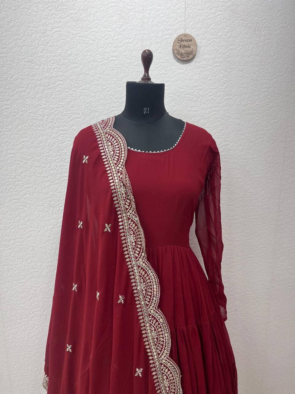 Georgette Anarkali Gown with Sequined Dupatta | Indian Festive Dress