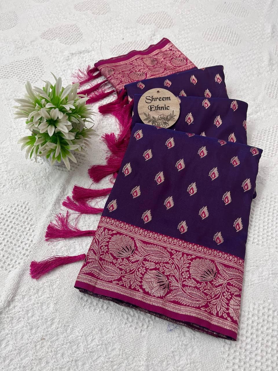 Meenakari Zari Woven Soft Silk Saree with Tassels & Rich Pallu, South Indian Banarasi Bridal Wedding Saree, Fancy Designer Party Wear Sari