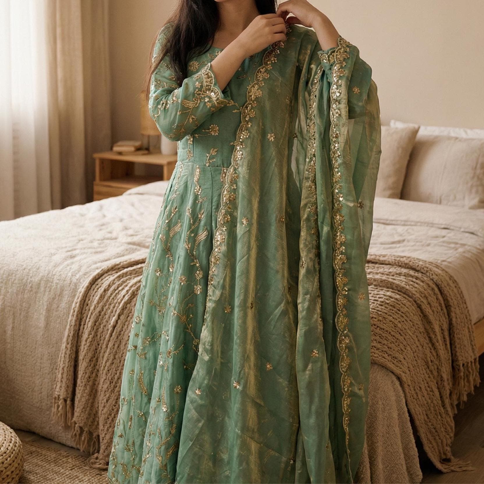 Stylish Anarkali Gown for Women with Embroidery Work,Wedding Gows for Women,Anarkali Indian Gown, Indian women ethnic outfit,Wedding Clothes