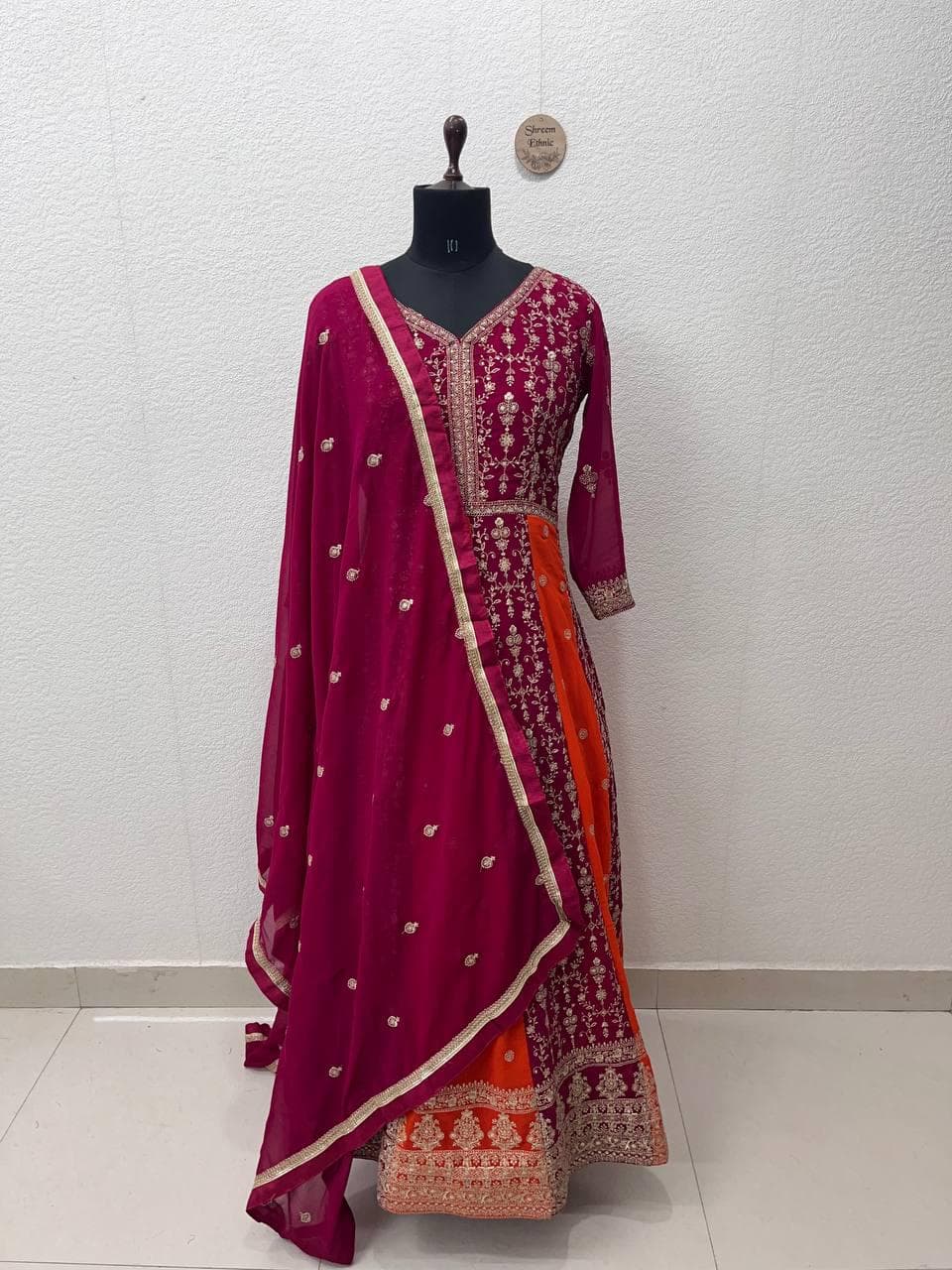 Sequin Embroidered Anarkali Gown: Bollywood Style Party Dress - image 5