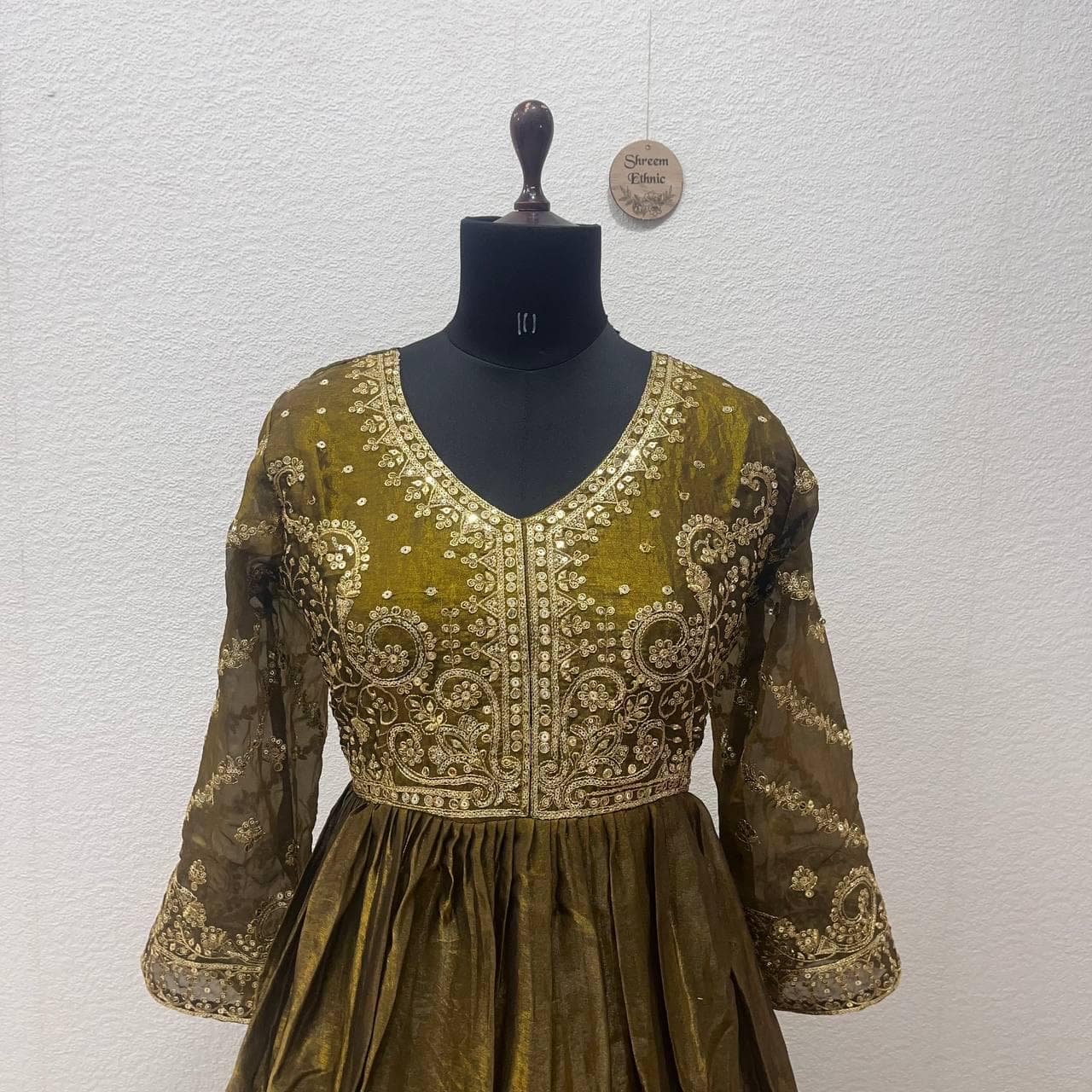 Embroidered Fendi Silk Anarkali Gown: Indian Wedding Dress - image 3