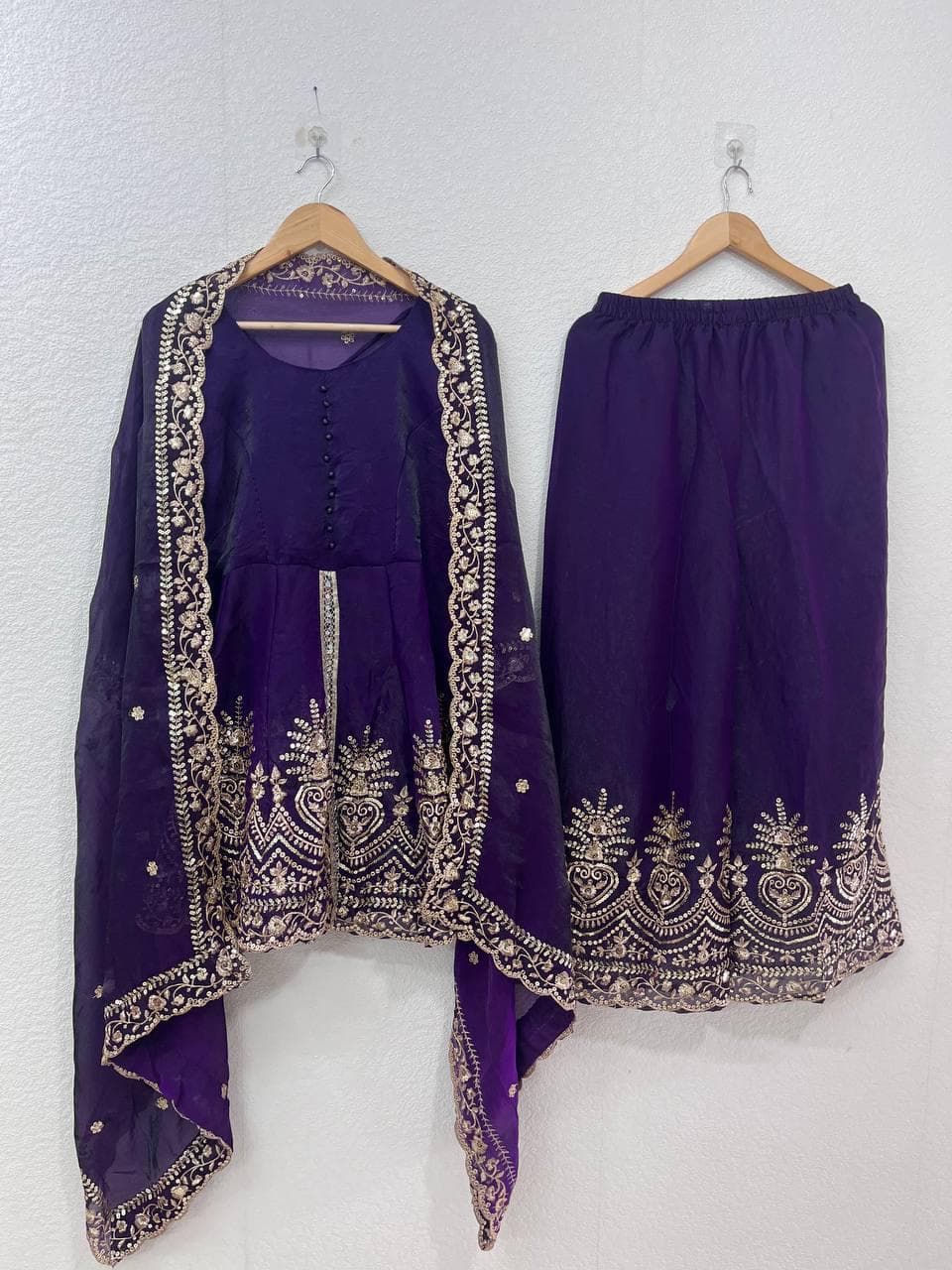 Embroidered Fendy Satin Sharara Set: Pakistani Wedding Outfit