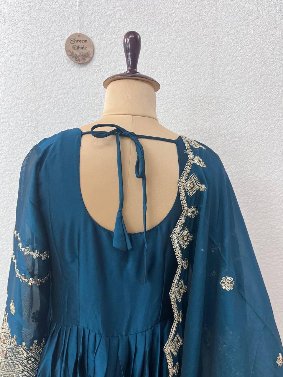 Embroidered Anarkali Gown, Heavy Noha Silk, Wedding Ethnic Outfit For Women - image 5
