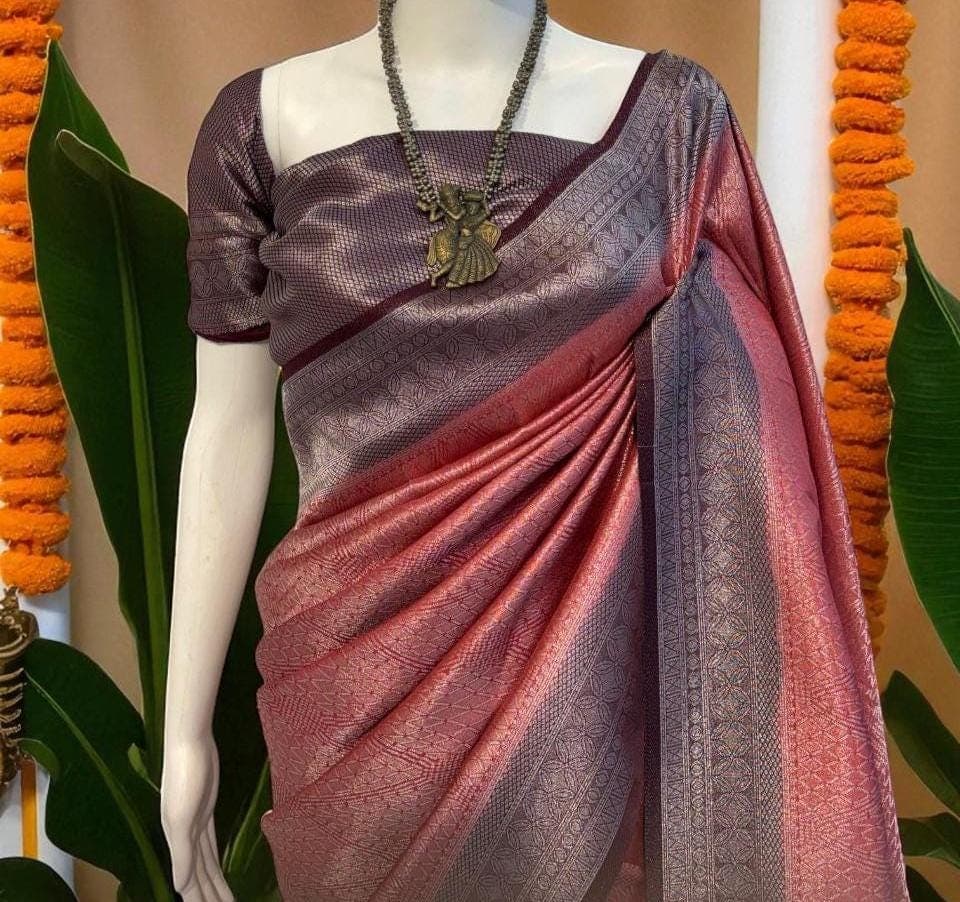 Soft Silk Saree | Jacquard Pallu, South Indian Bridal Wear