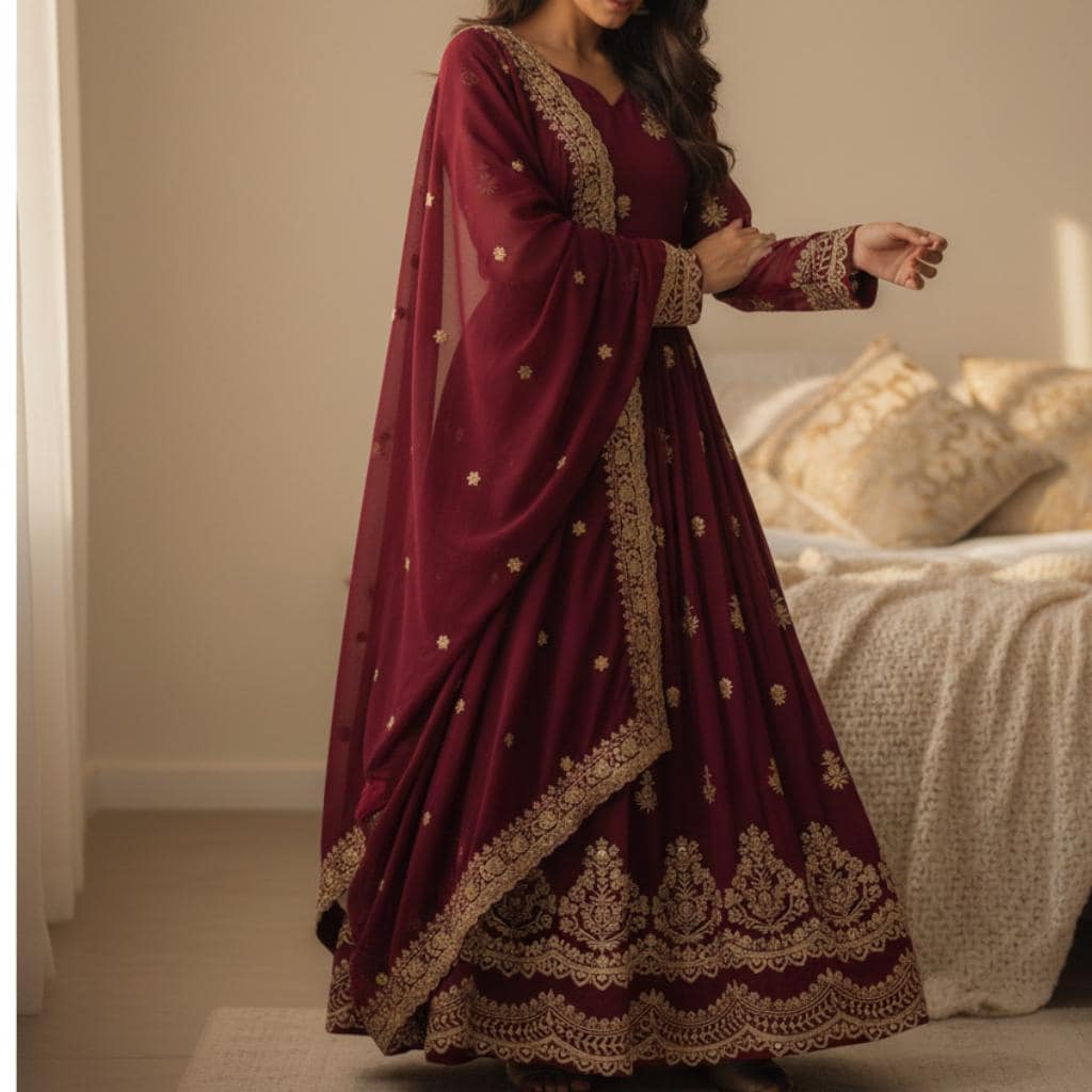 Anarkali Beautiful Georgette Ready to Wear Gown with Embroidery Work,Wedding Gown for Women,Anarkali Indian Gown, Indian women ethnic outfit