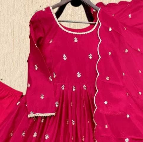 Chinon Silk Anarkali Outfit with Dupatta, Mirror Work Anarkali Gown, Sequins Embroidery Dress, Ready to Wear Festive Suit - image 4
