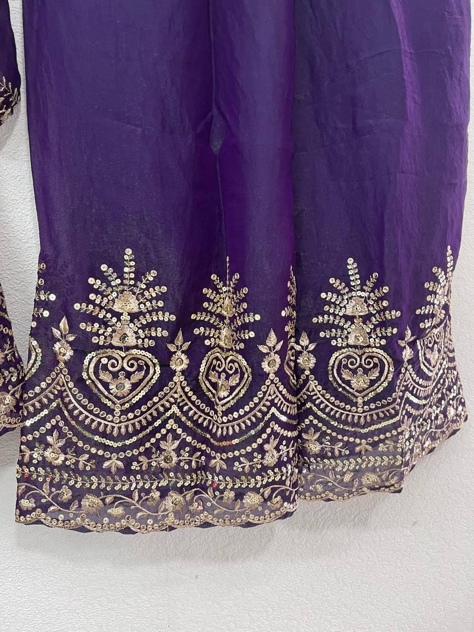 Embroidered Fendy Satin Sharara Set: Pakistani Wedding Outfit - image 5