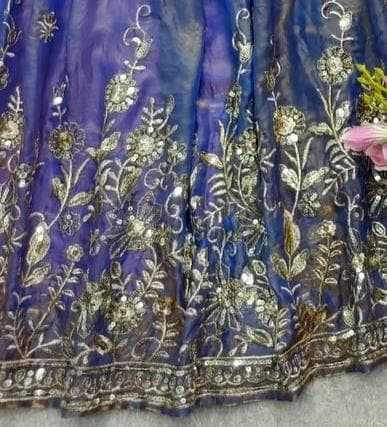 Purple Silk Palazzo Set: Sequins Embroidered Indian Sharara Outfit - image 4