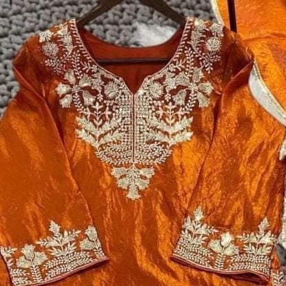 Embroidered Fandy Sharara Set, Sequin Wedding Palazzo, Stitched Salwar Kameez - image 3