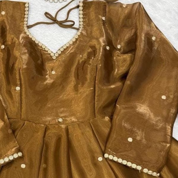 Brown Silk Anarkali Suit with Embroidery and Sequins – Indian Wedding Party Wear - image 3