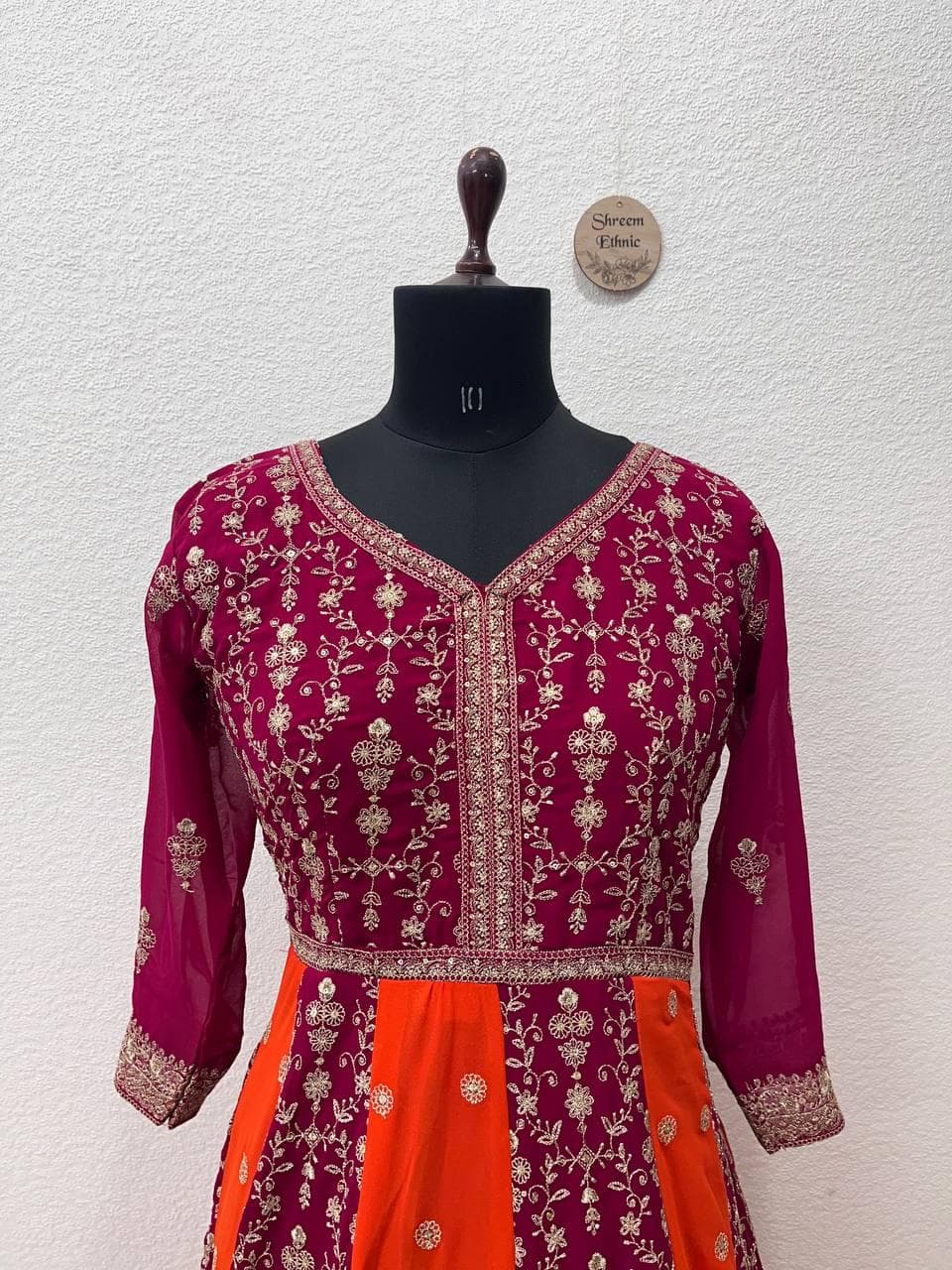 Sequin Embroidered Anarkali Gown: Bollywood Style Party Dress - image 4