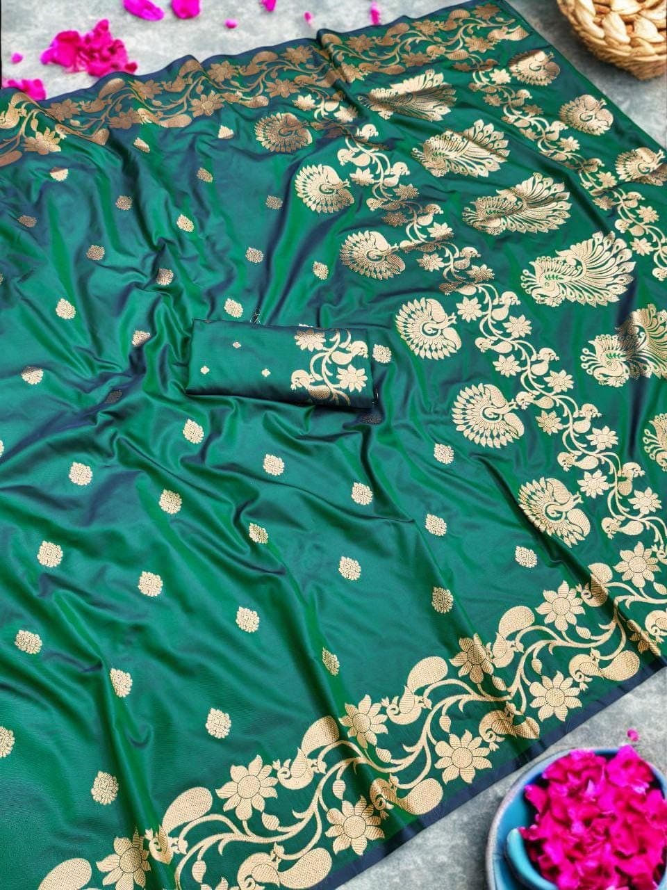 Pure Silk Saree | Zari Woven Border, Royal Festive Drape - image 5
