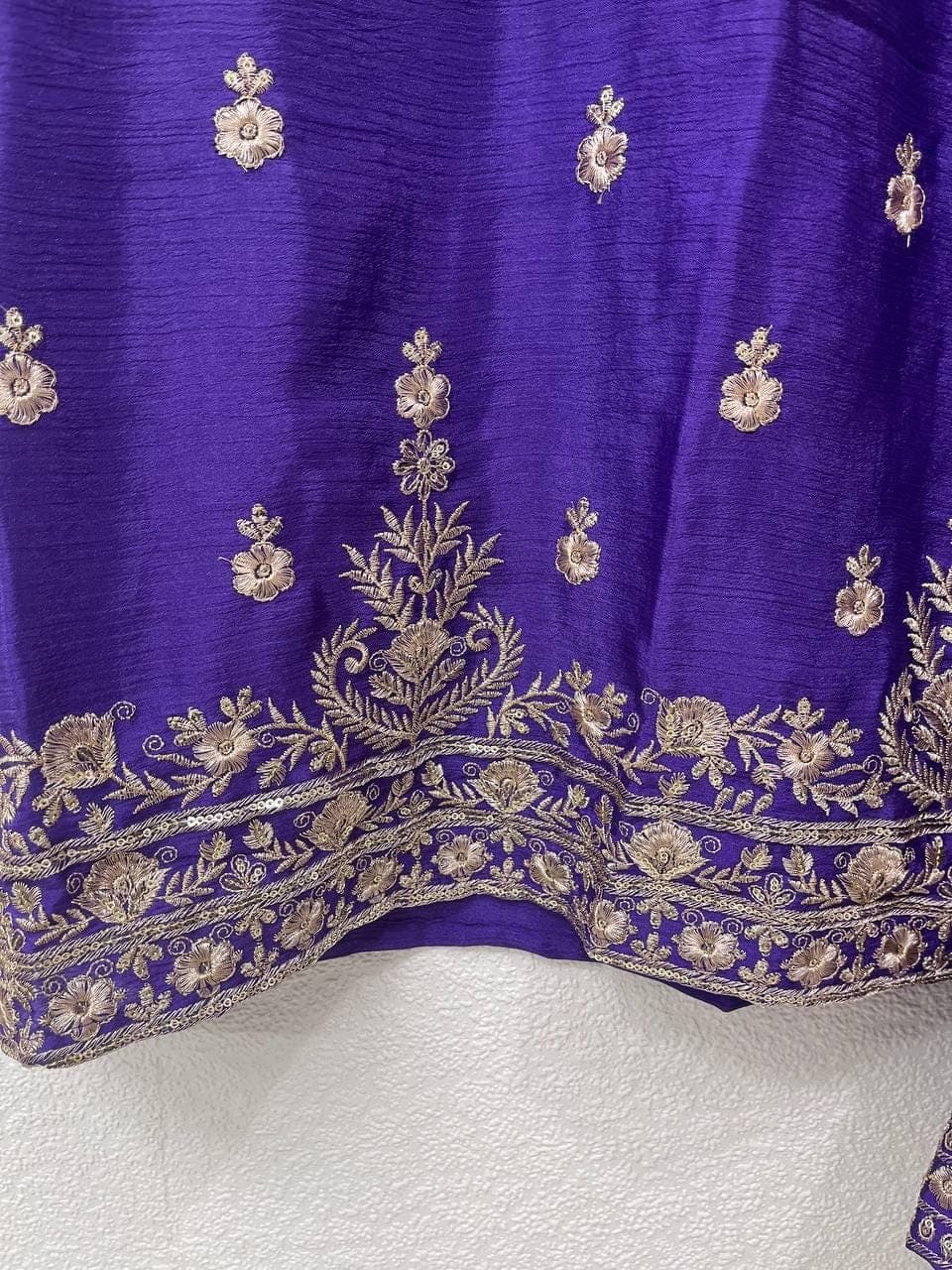 Chinon Silk Sharara Suit, Embroidered Sequin Work, Indian Pakistani Wedding Outfit Dupatta - image 5