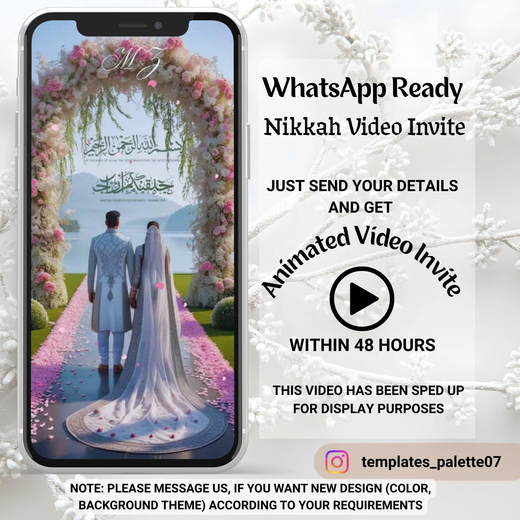 Nikkah Invitation Video Template | Muslim wedding invite | wedding invitations canva template | Save the date digital download