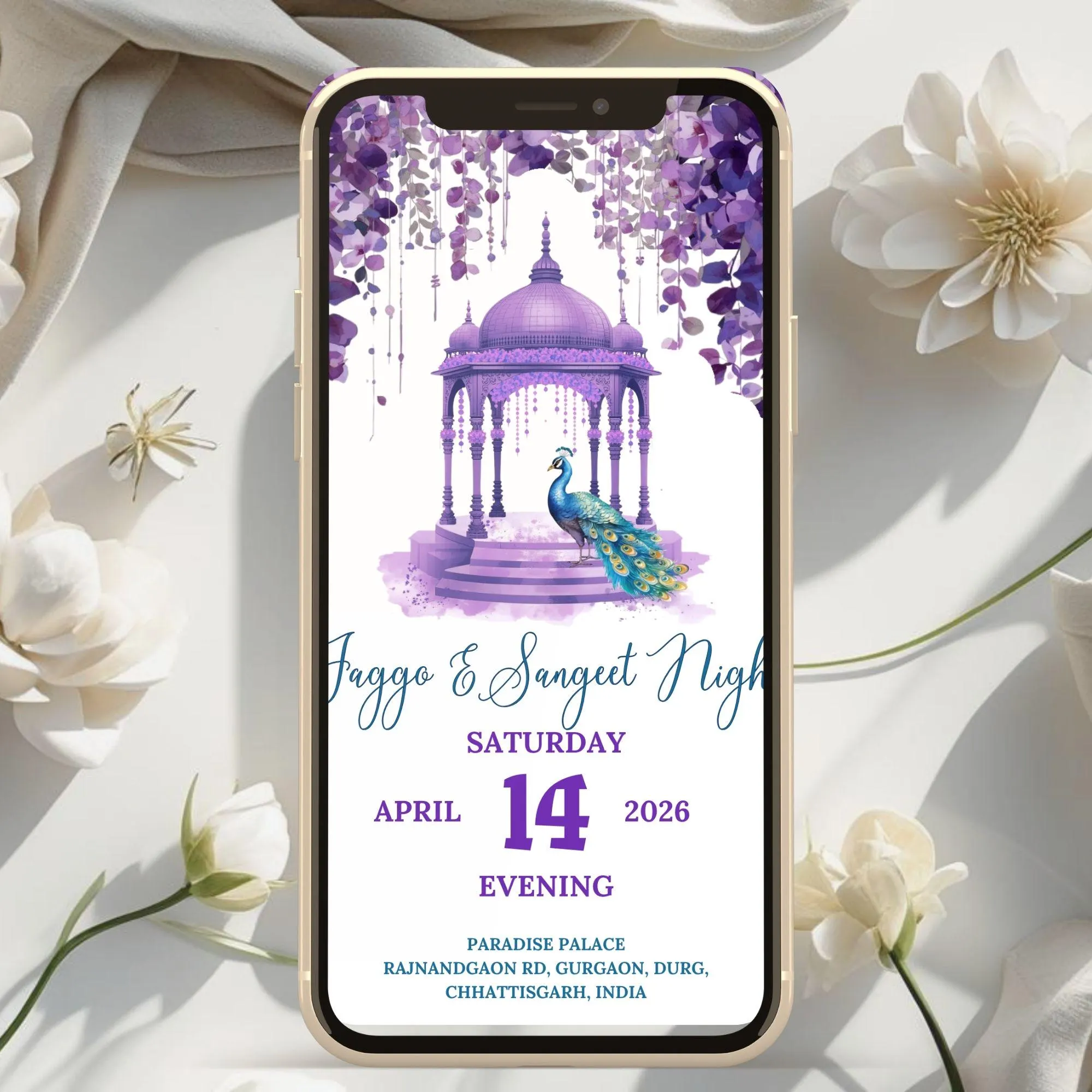 Watercolor Indian Wedding Video Invitation, Animated Multi Event card, Editable Template, Baraat Haldi Mehndi Sangeet Reception E-Invite MP4 - image 5