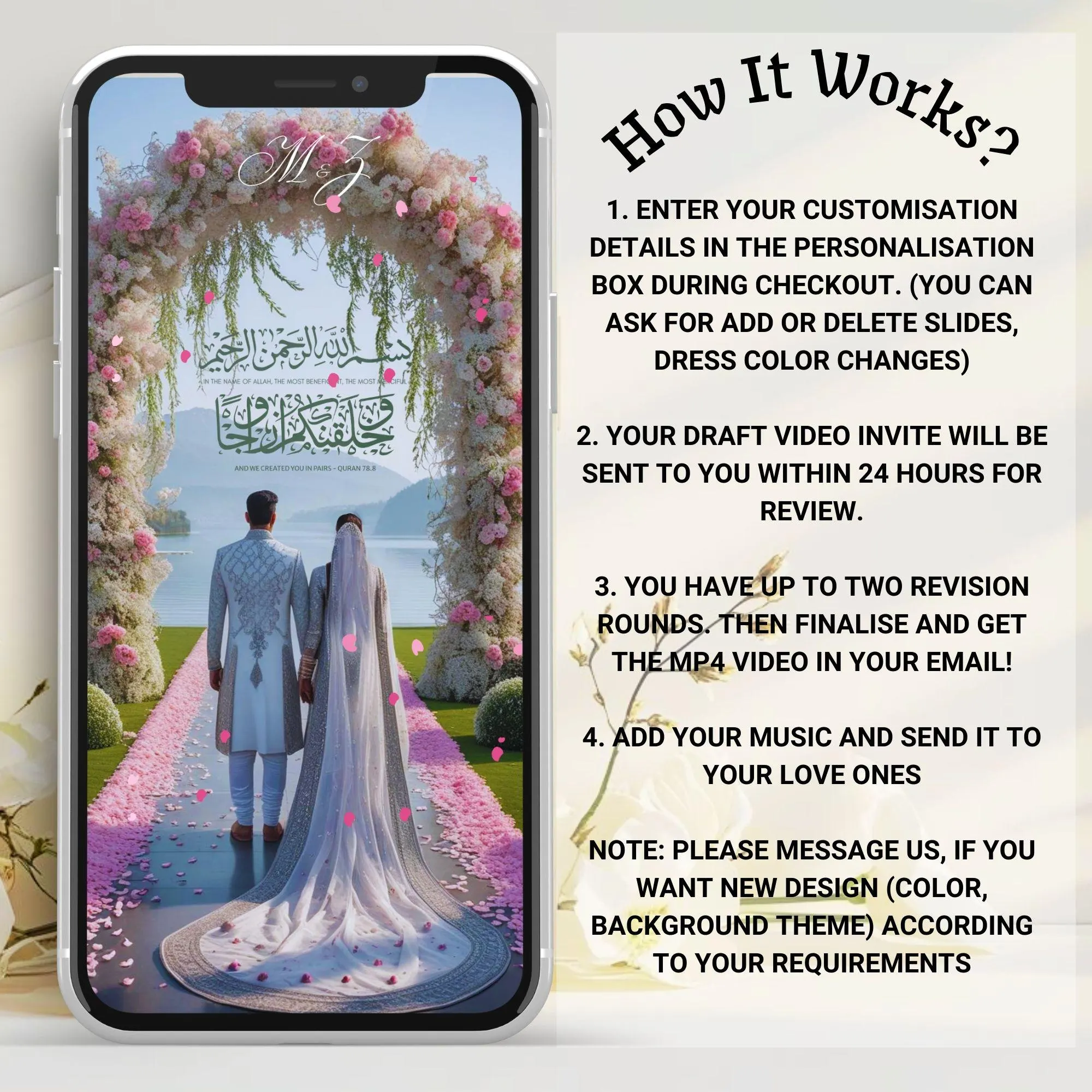 Nikkah Invitation Video Template | Muslim wedding invite | wedding invitations canva template | Save the date digital download - image 3