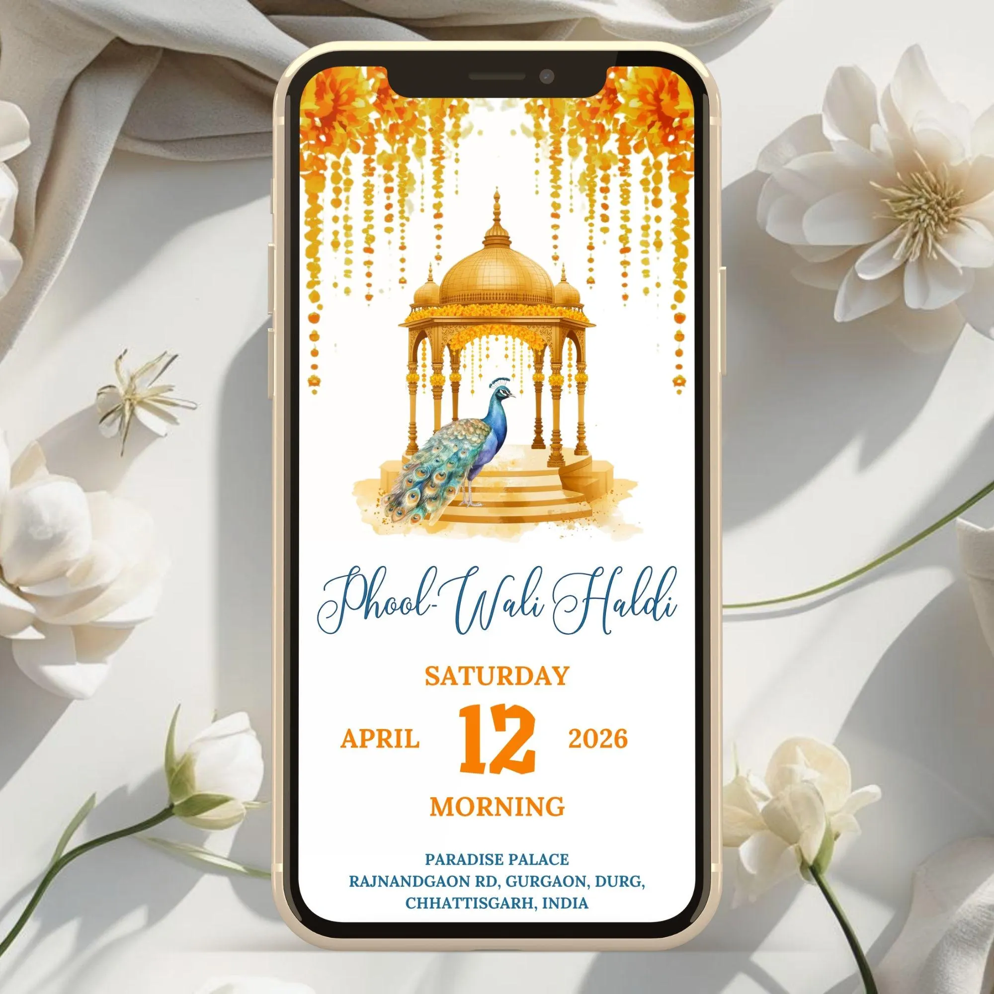 Watercolor Indian Wedding Video Invitation, Animated Multi Event card, Editable Template, Baraat Haldi Mehndi Sangeet Reception E-Invite MP4 - image 4