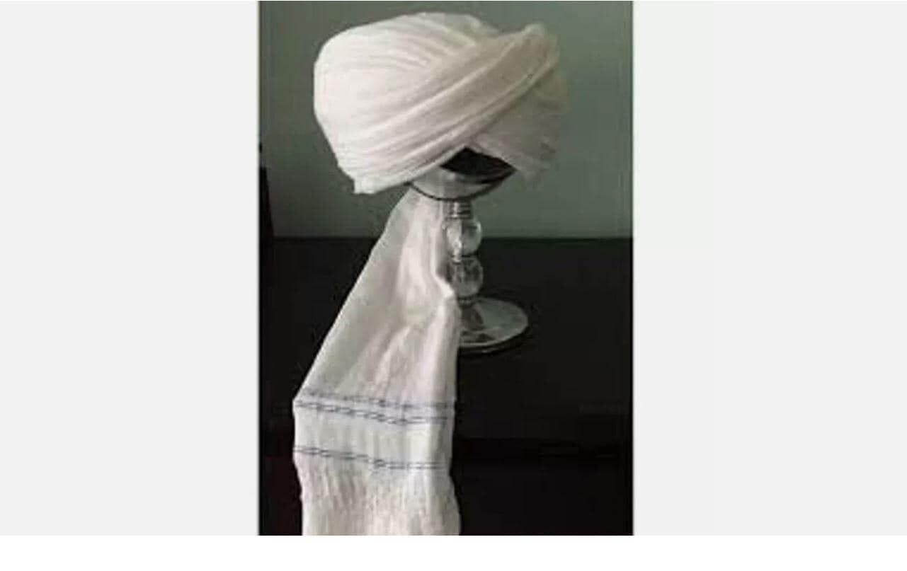 White and black 2 pcs cotton muslim turban cloth - 15 ft pagri
