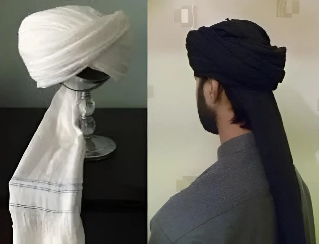 White and black 2 pcs cotton muslim turban cloth - 15 ft pagri - image 3
