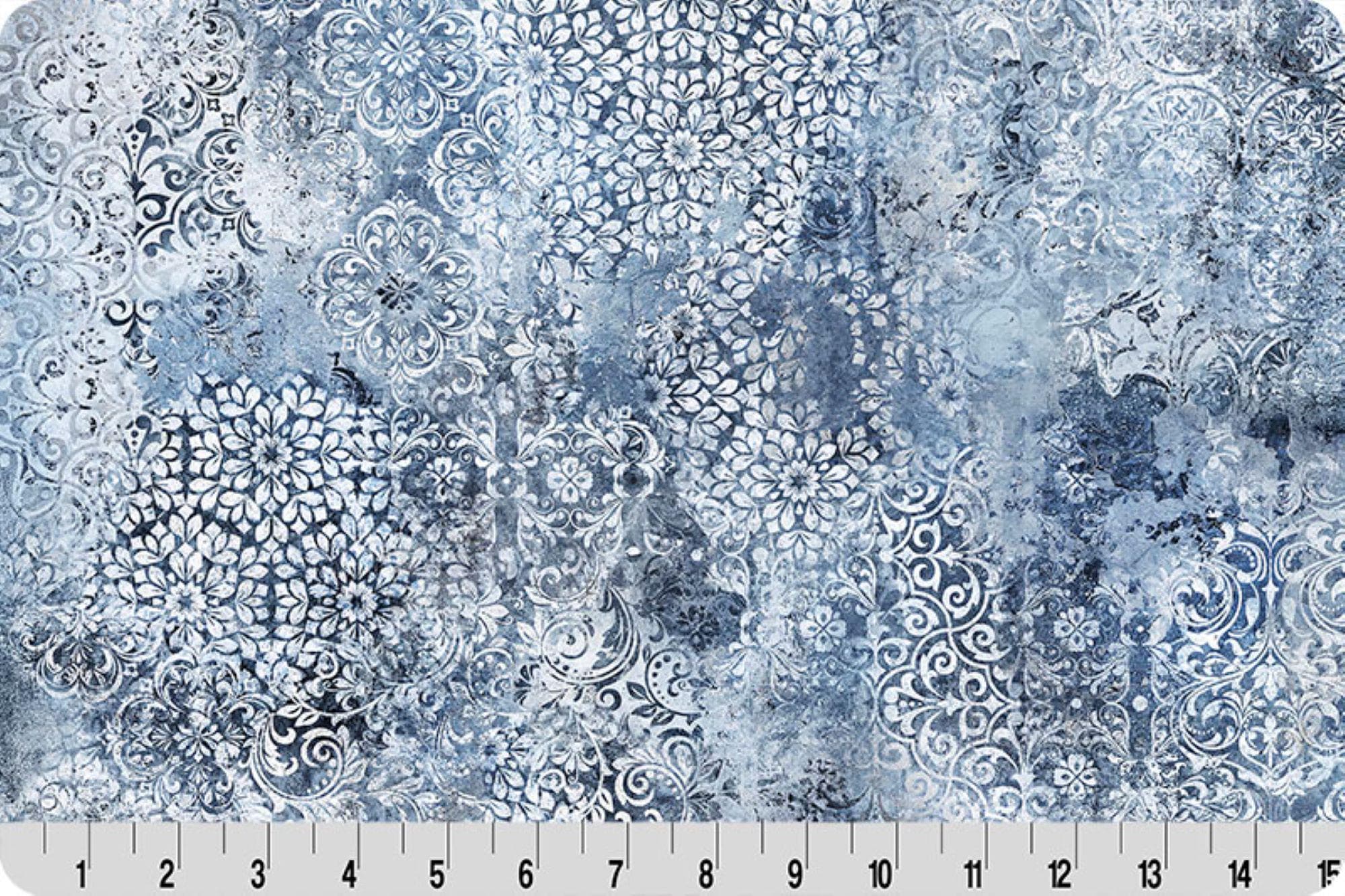 Barely Basics Stone Wash Quilting Cuddle® Denim – Soft Destressed Tonal Minky Fabric 1.5mm | Cut-to-Size  qcbstonewashdenim