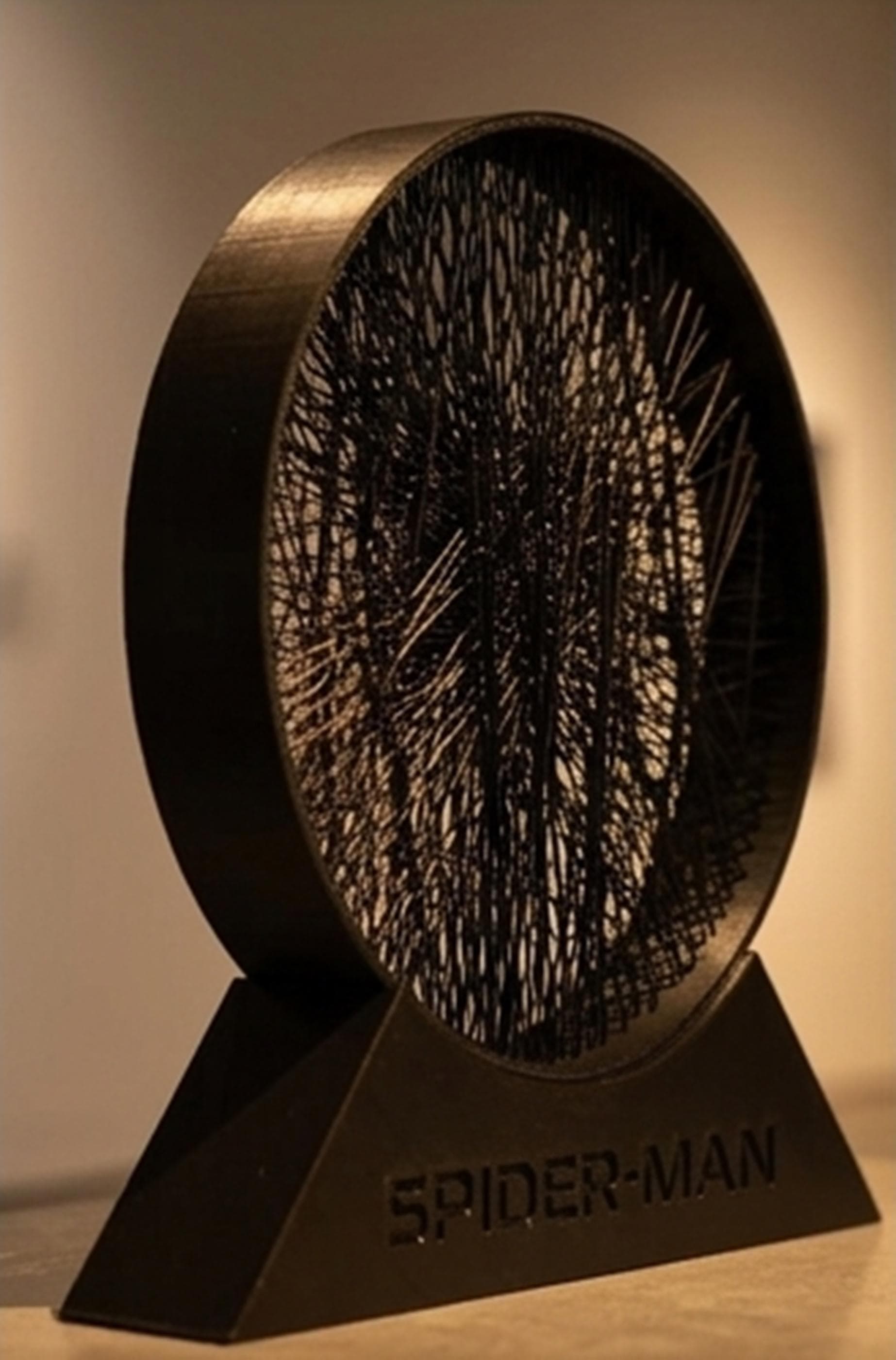 Spider String Art Sculpture – Superhero Inspired String Decor, Black Thread Circle Frame - image 4