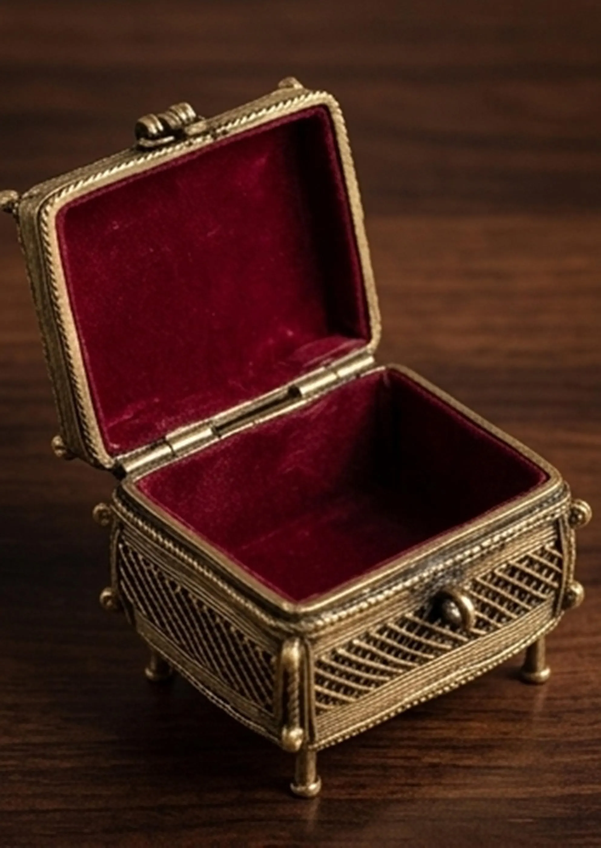 Vintage Brass Trinket Box – Antique Style Jewelry Storage Chest, Decorative Keepsake Box - image 4