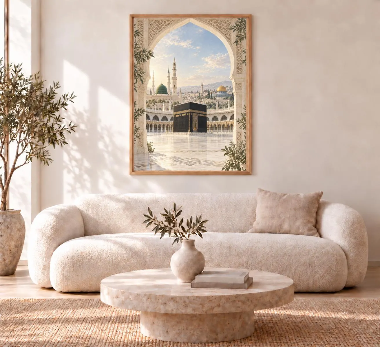 Kaaba, Masjid Al Nabawi and Masjid Al Aqsa Wall Art Print, Mecca Medina Palestine Islamic Poster, Hajj Umrah Gifts (Framed or Unframed) - image 3